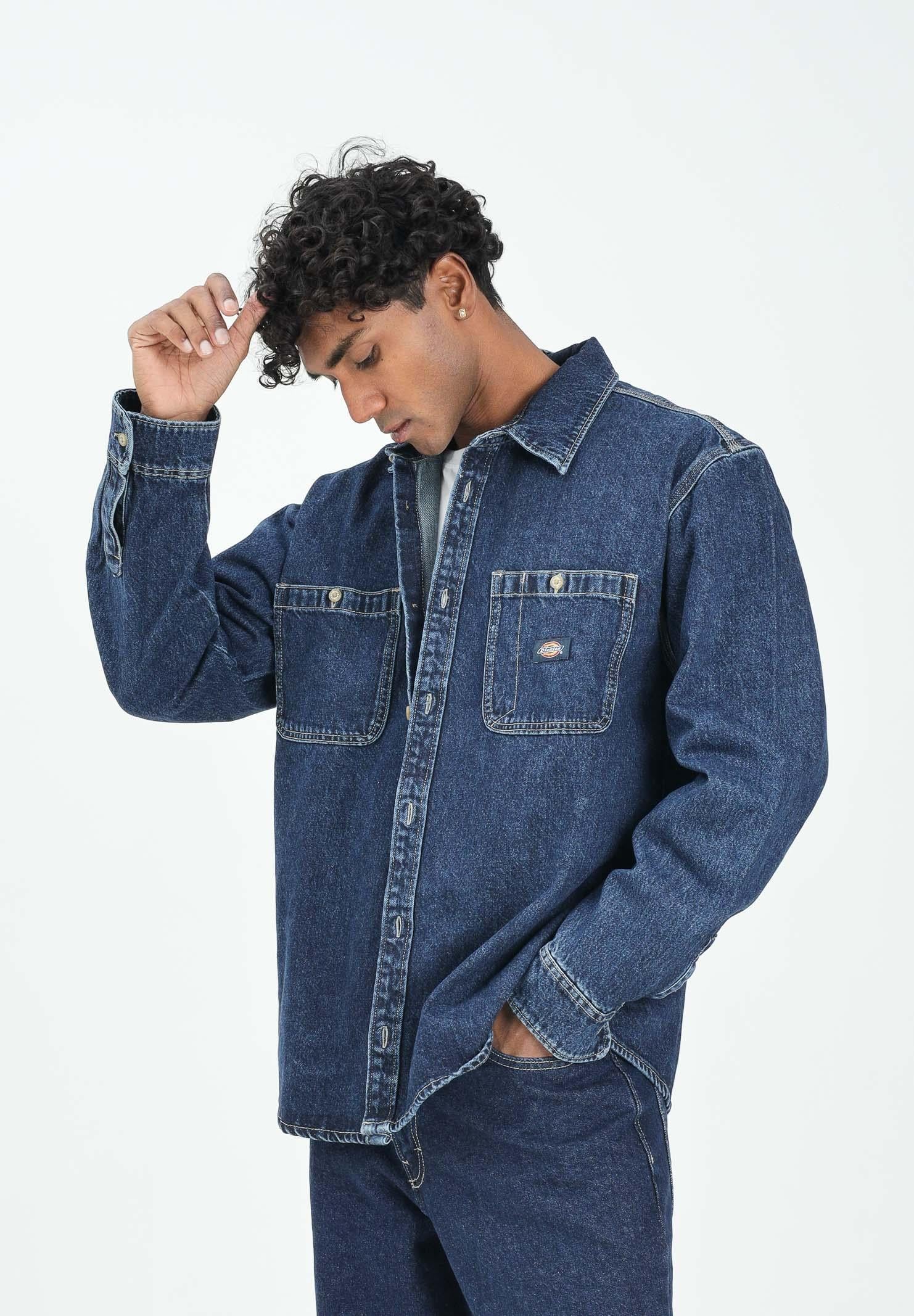 DICKIES Camicia a manica lunga Mechanic in denim blu da uomo DK0A87PX0DD1 DIckies