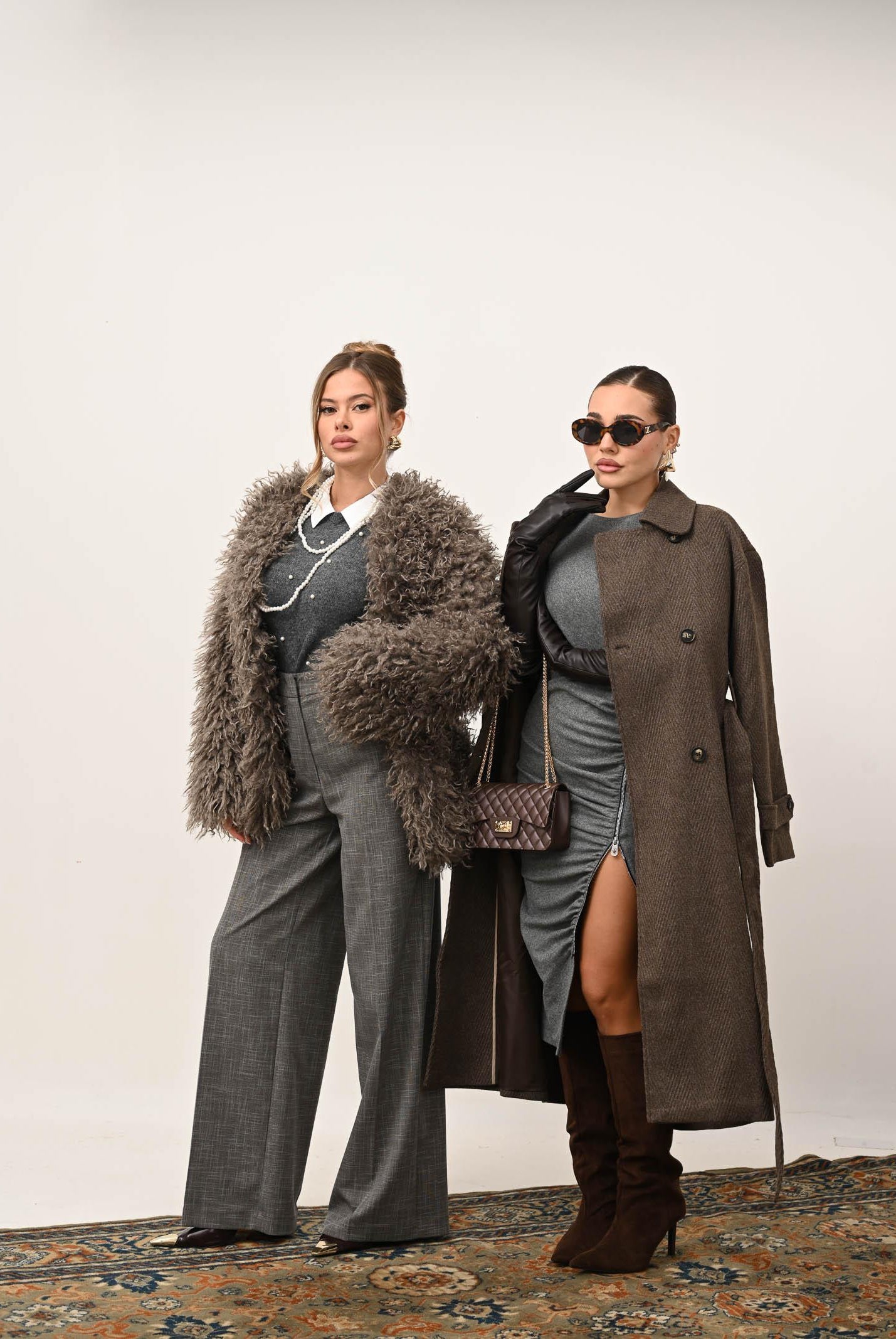 SIMONA CORSELLINI Pantalone elegante grigio da donna con motivo gessato incrociato A25CPPA015S1-C00298 V0000 SIMONA CORSELLINI