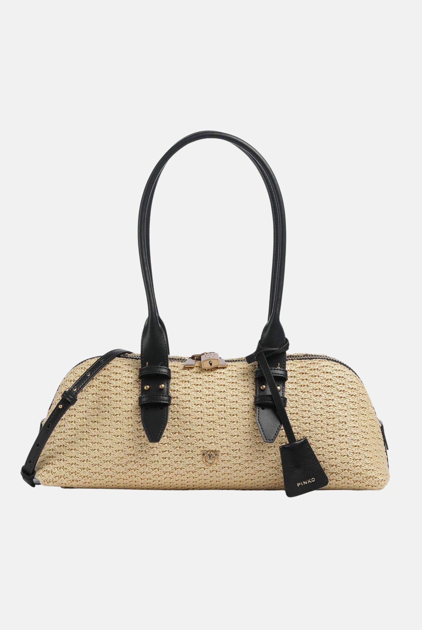 PINKO Borsa a spalla Escape Bag Horizontal in rafia beige da donna 106169A1RL C24Q PINKO