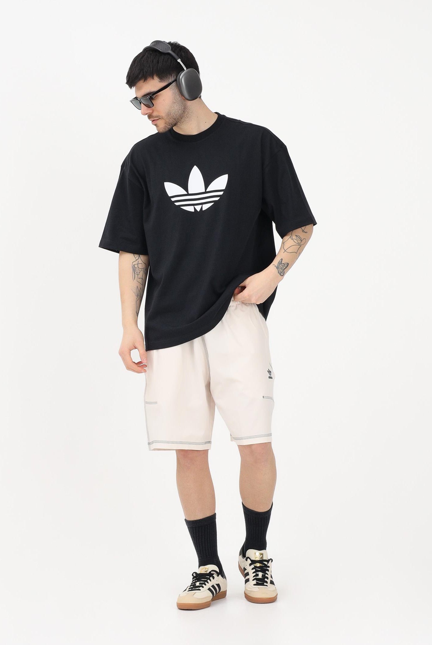 ADIDAS ORIGINALS Shorts sportivo TREFOIL ESSENTIALS panna da uomo KA8541 . ADIDAS ORIGINALS