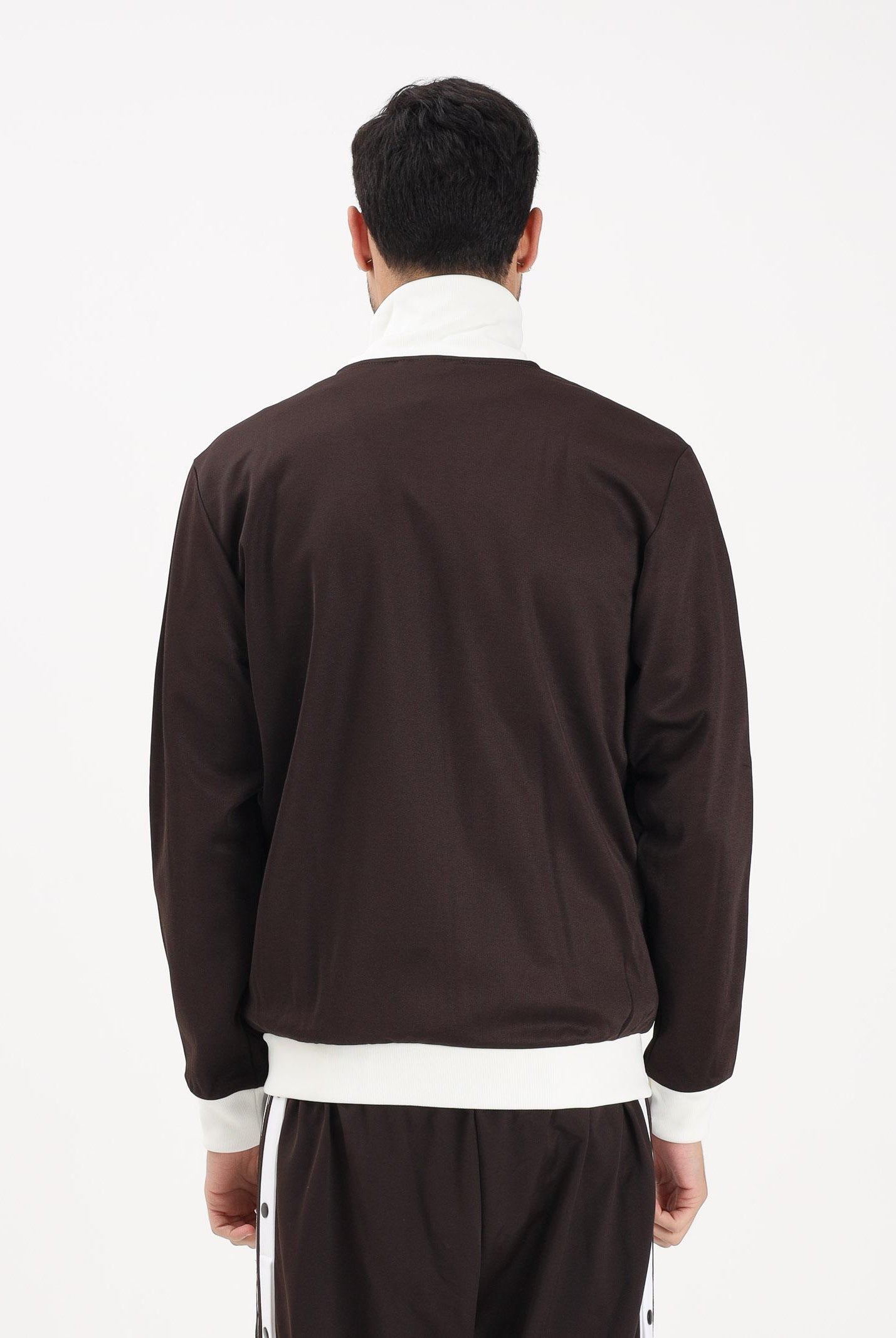 ADIDAS ORIGINALS Felpa con zip Iconico marrone e panna da uomo KE1665 . ADIDAS ORIGINALS