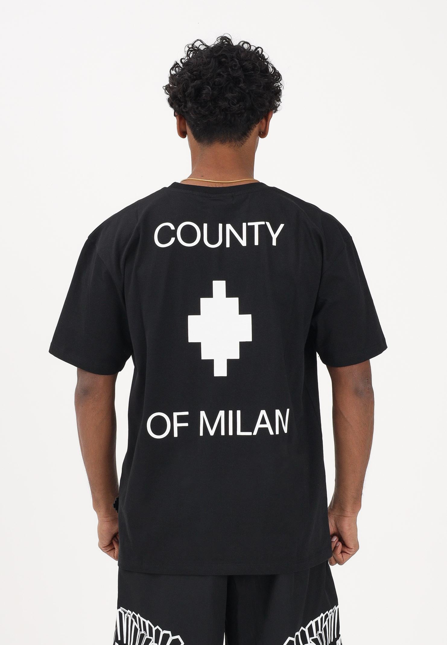 MARCELO BURLON COUNTY OF MILAN T-shirt a manica corta nera da uomo con stampa logo S6CMMATH096 110 MARCELO BURLON COUNTY OF MILAN