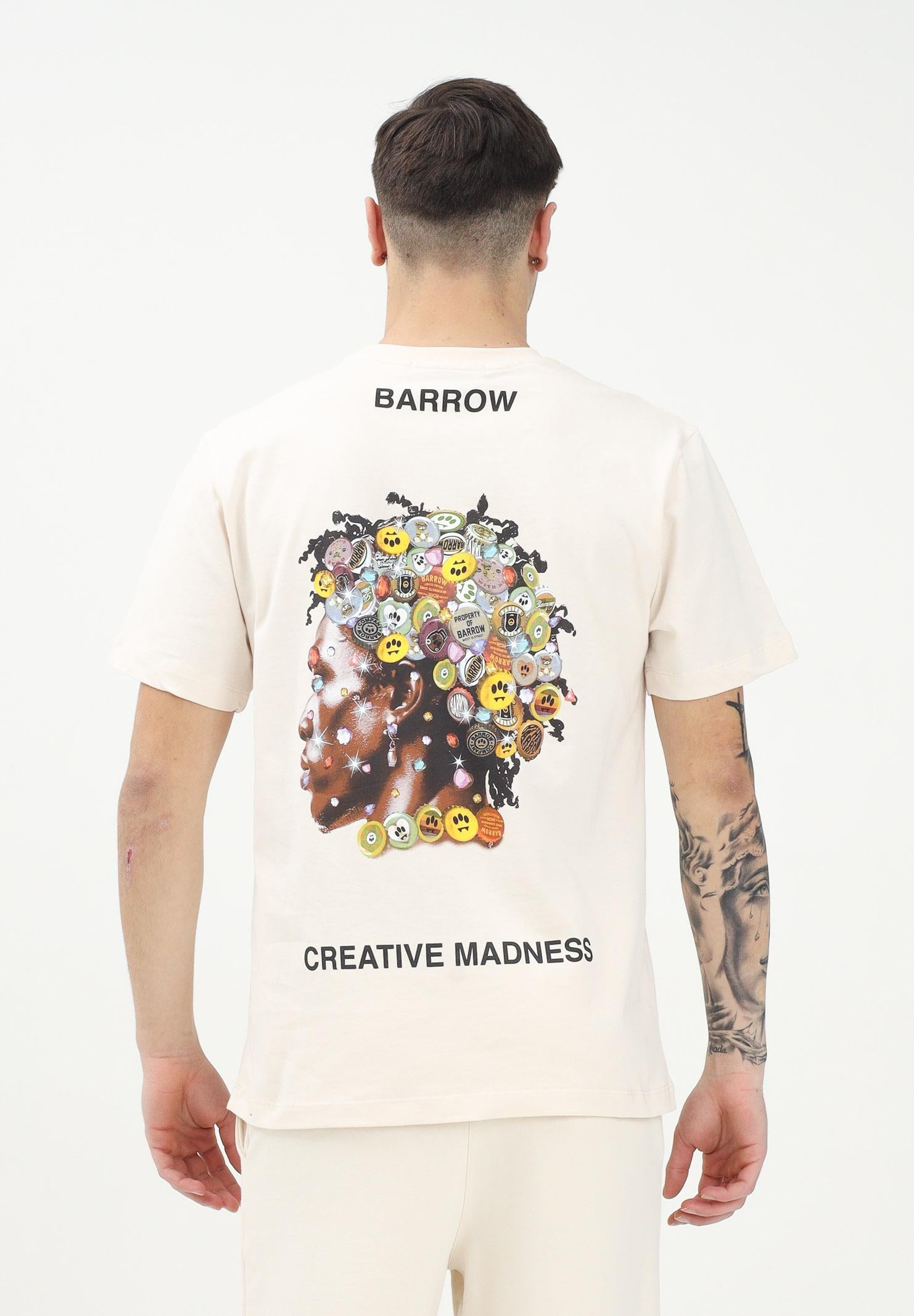 BARROW T-shirt a manica corta vaniglia per uomo e donna con maxi stampa sul retro S5BWUATH157 BW029 BARROW