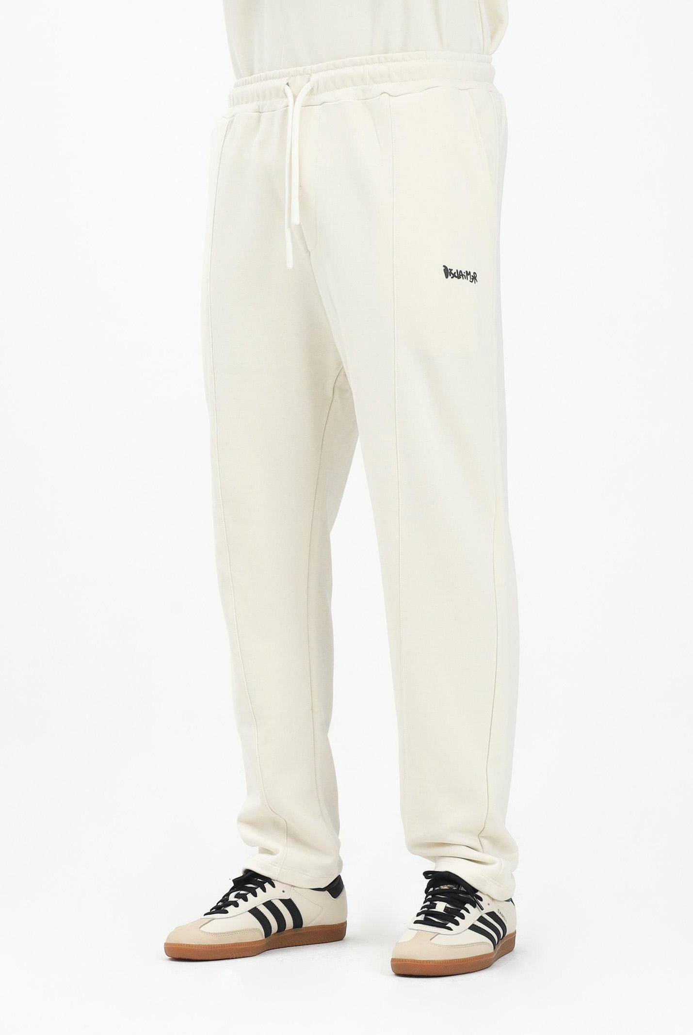 DISCLAIMER Pantalone sportivo panna da uomo con logo 25IDS54808 LA DISCLAIMER