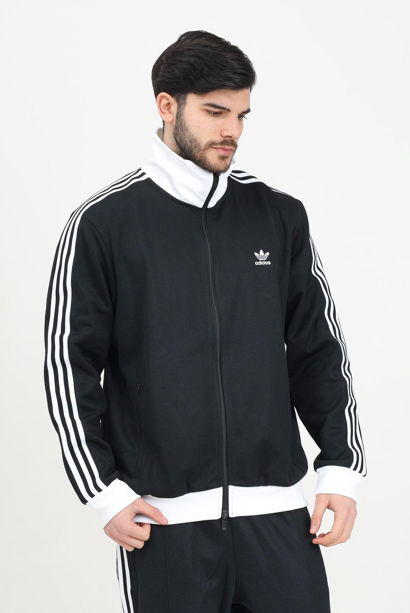 ADIDAS ORIGINALS Felpa con zip Adicolor Classics Beckenbauer nera da uomo II5763 . ADIDAS ORIGINALS