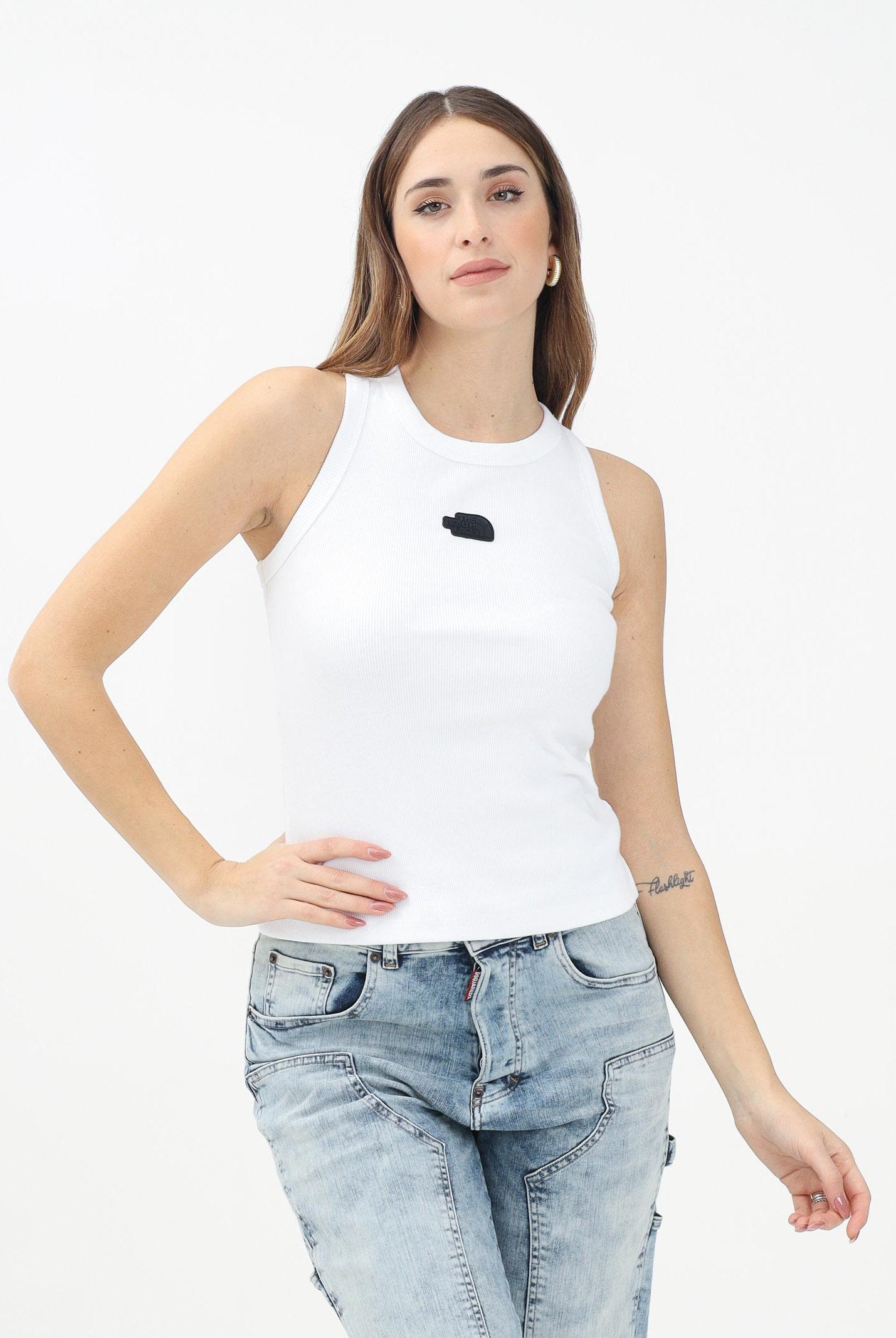 THE NORTH FACE Canotta Slim Rib bianca da donna NF0A8BVTFN41 THE NORTH FACE