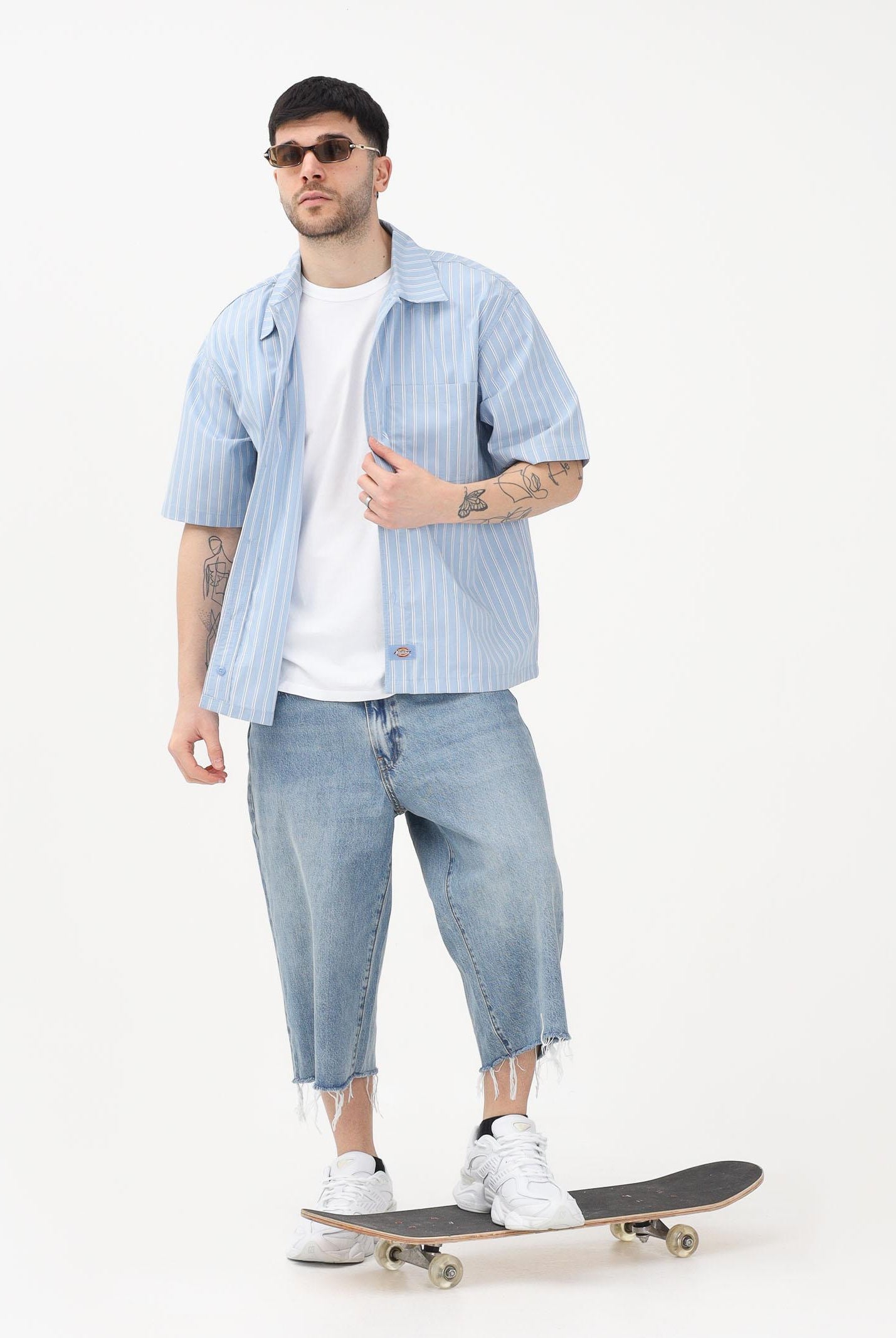 DICKIES Camicia a manica corta Venedocia azzurra da uomo con motivo a righe DK0A88GUL391 . DIckies