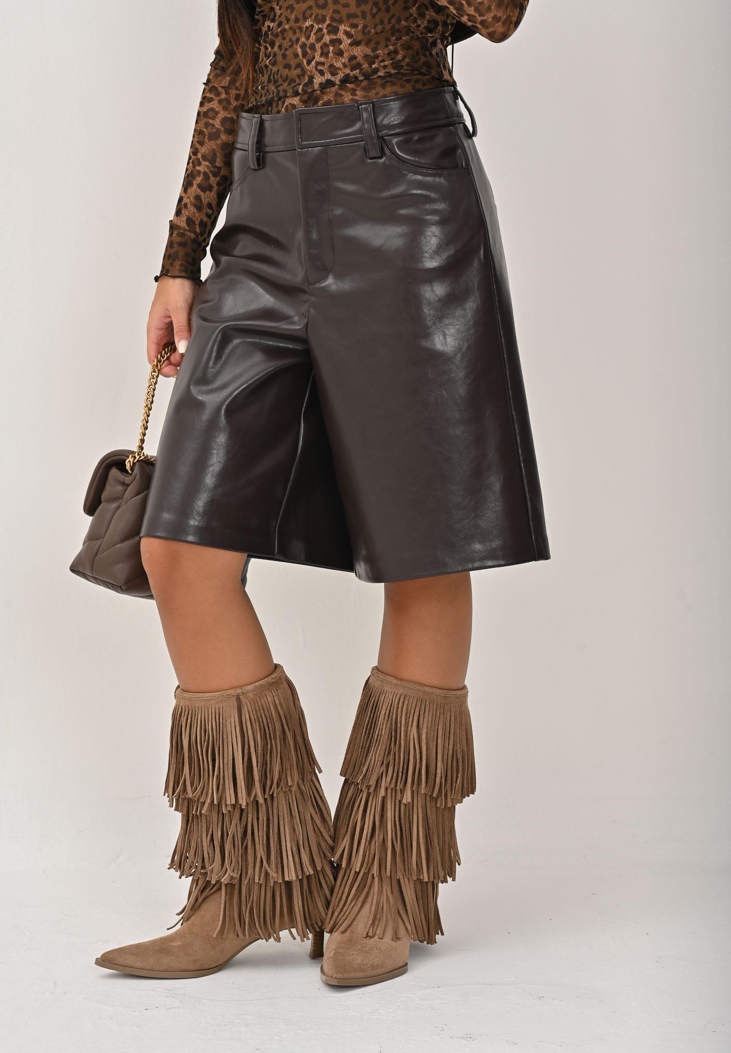 ONLY Shorts marrone da donna in ecopelle effetto lucido 15348963 ChocolateTorte ONLY