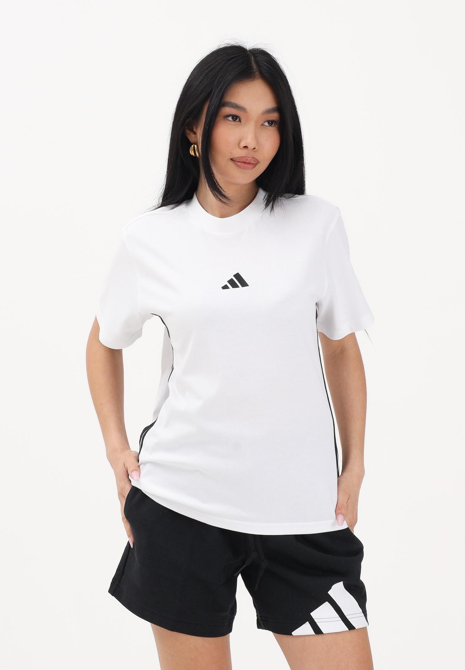 ADIDAS PERFORMANCE T-shirt a manica corta Essentials 3-Stripes Cotton bianca da donna JD0844 . ADIDAS PERFORMANCE