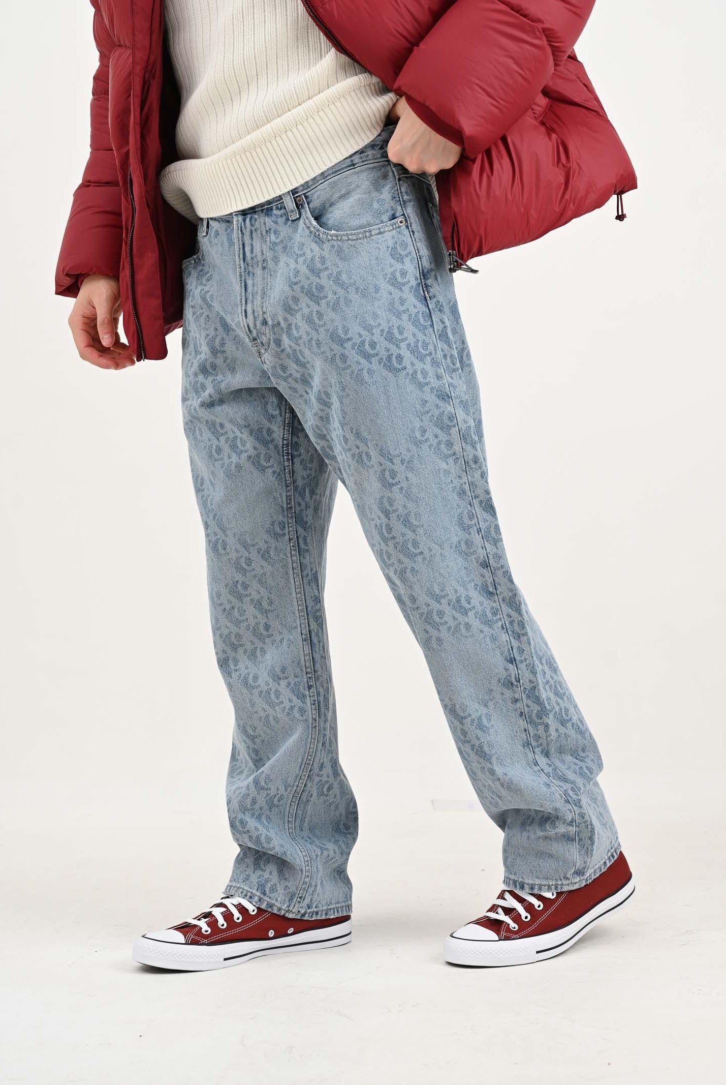 CALVIN KLEIN JEANS Jeans 90's Straight in denim chiaro da uomo con stampa logo LV04RC721GX6J . CALVIN KLEIN JEANS