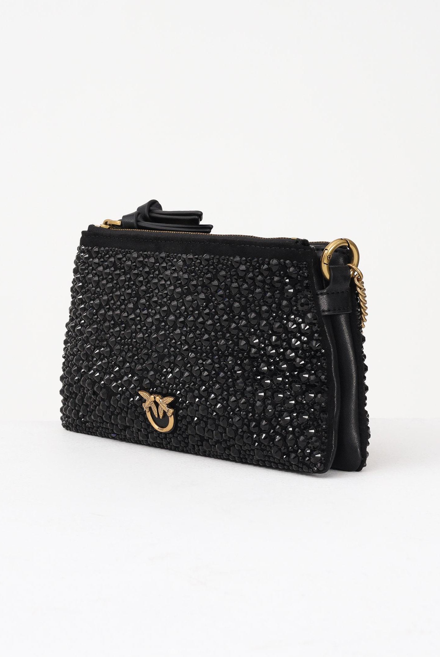 PINKO Borsetta Mini Double full strass nera da donna 105359A2WF Z99Q PINKO