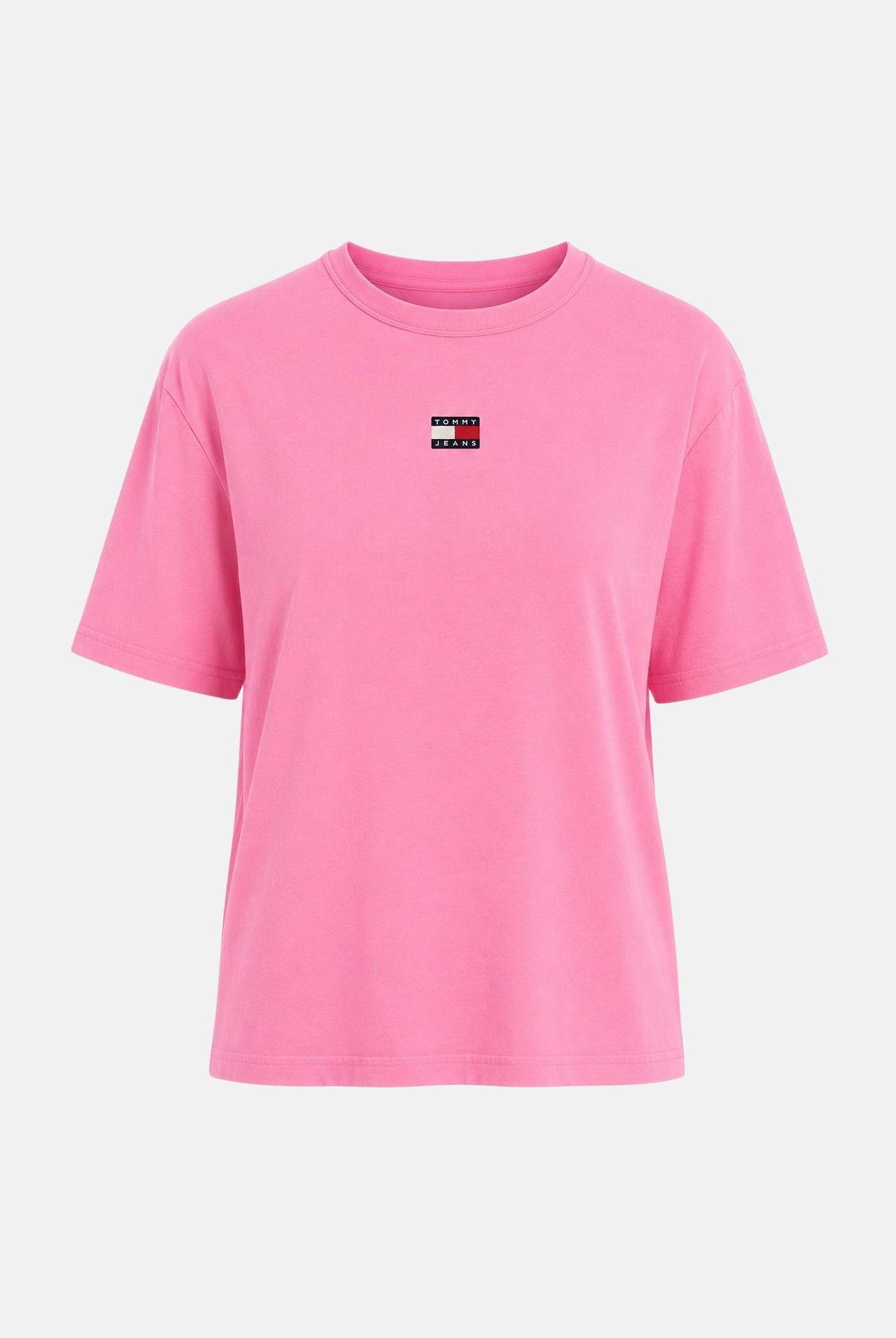 TOMMY JEANS T-shirt Tommy Badge Boxy color Pink Daisy, rosa, da donna DW0DW22202 TOU TOMMY JEANS