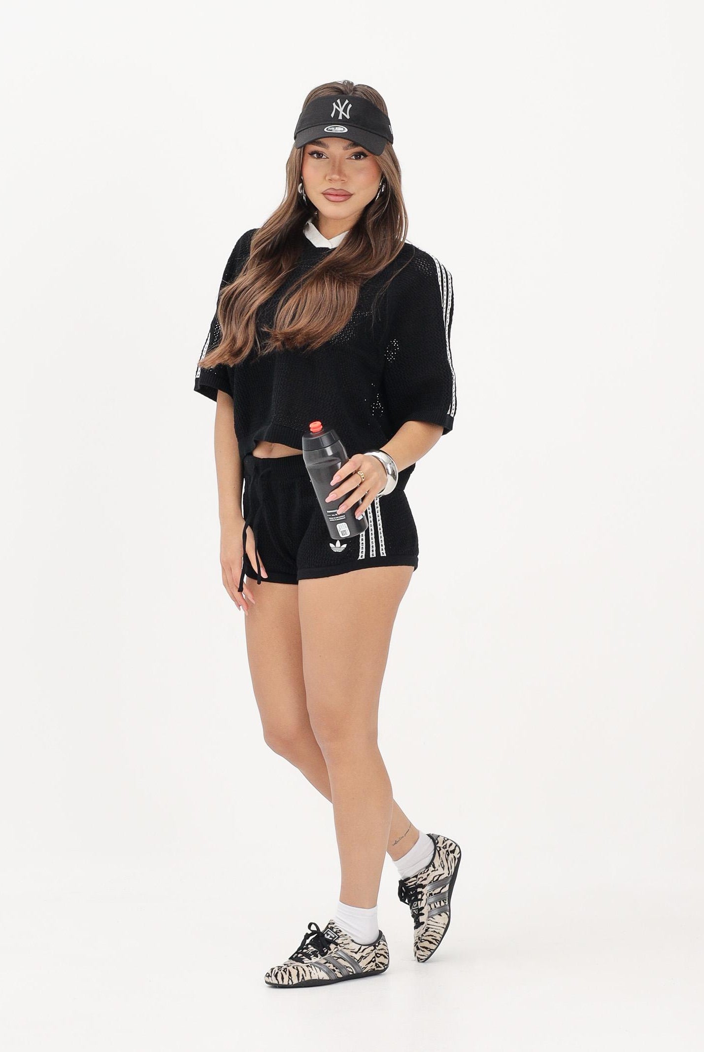 ADIDAS ORIGINALS Shorts Knitted Crochet nero da donna KC6478 . ADIDAS ORIGINALS