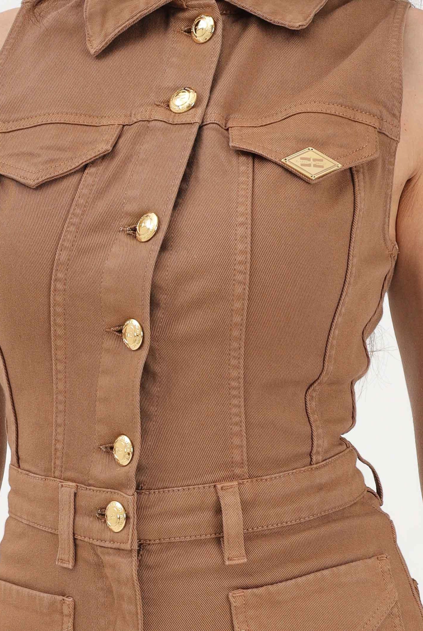 ELISABETTA FRANCHI Tuta in denim cuoio da donna TJ45N61E2 AI6 ELISABETTA FRANCHI