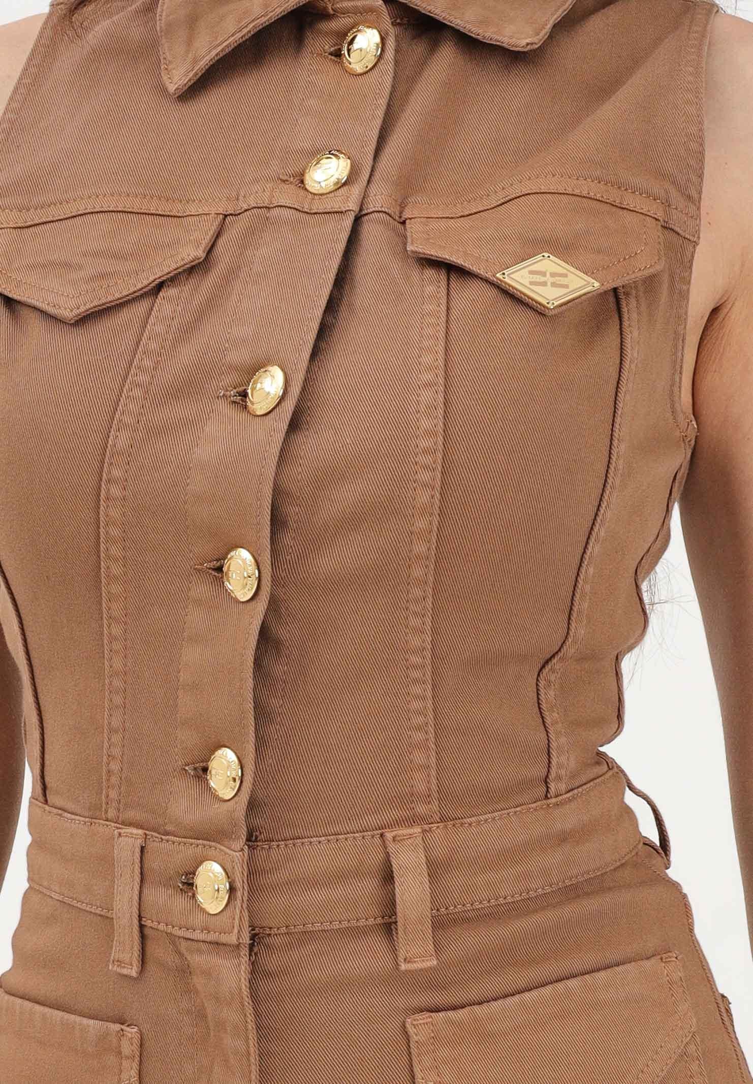 ELISABETTA FRANCHI Tuta in denim cuoio da donna TJ45N61E2 AI6 ELISABETTA FRANCHI