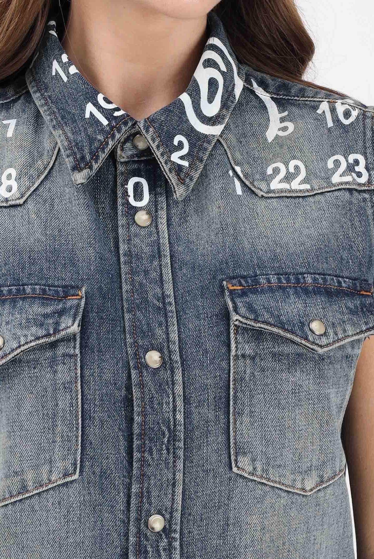 MAISON MARGIELA Abito in denim blu per donna, ragazze e bambine con stampa logo M60945MM06X M601 MAISON MARGIELA