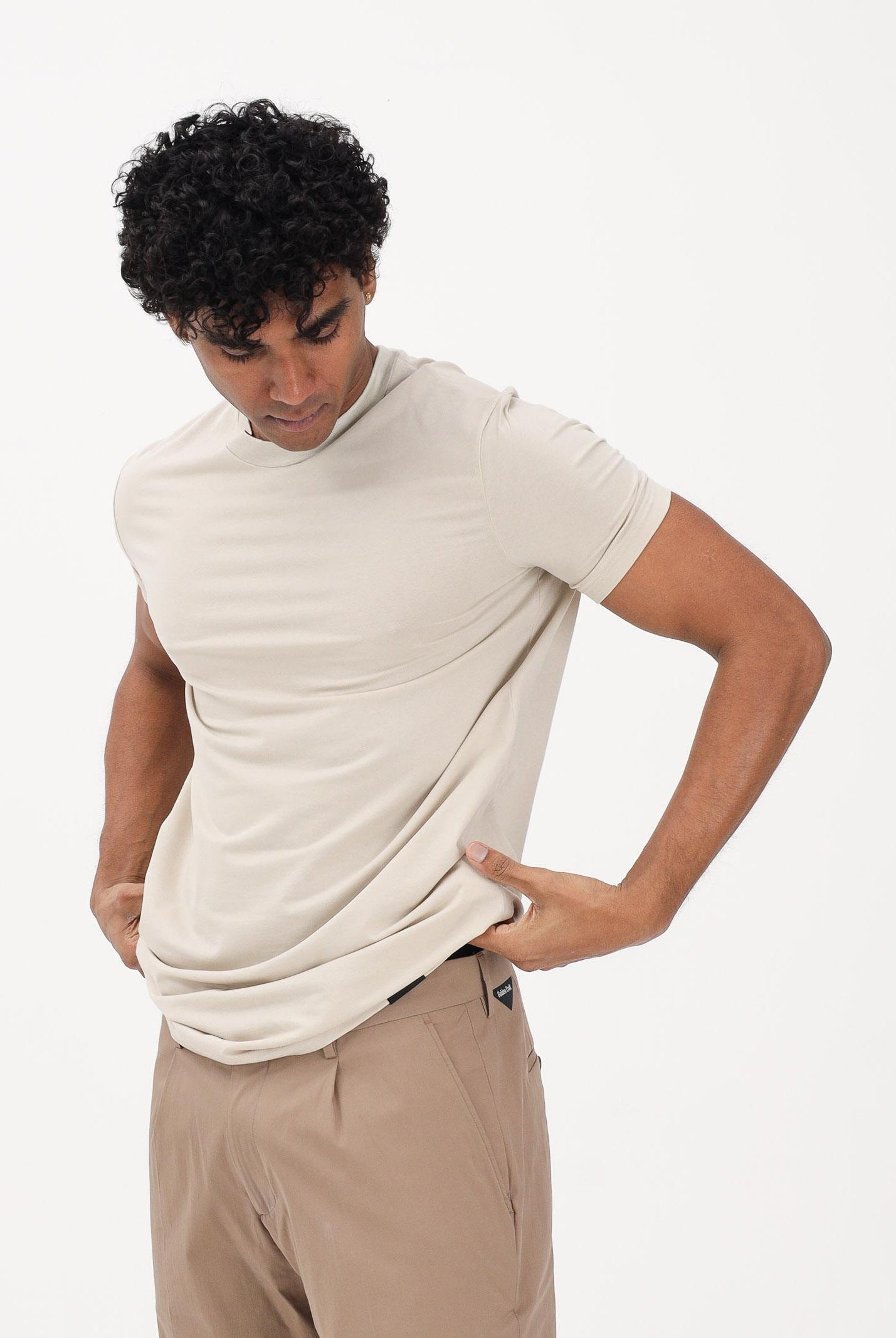 DSQUARED2 T-shirt a manica corta beige da uomo con patch logo D9M206240 266 DSQUARED2