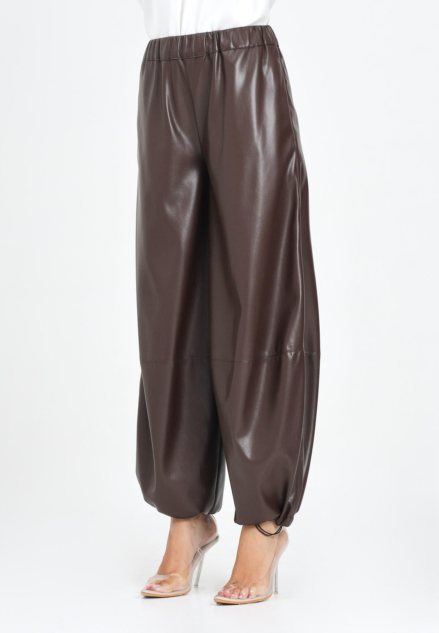 SIMONA CORSELLINI Pantalone in eco-pelle color cioccolato da donna A25CPPA00901-C00020 V0746 SIMONA CORSELLINI