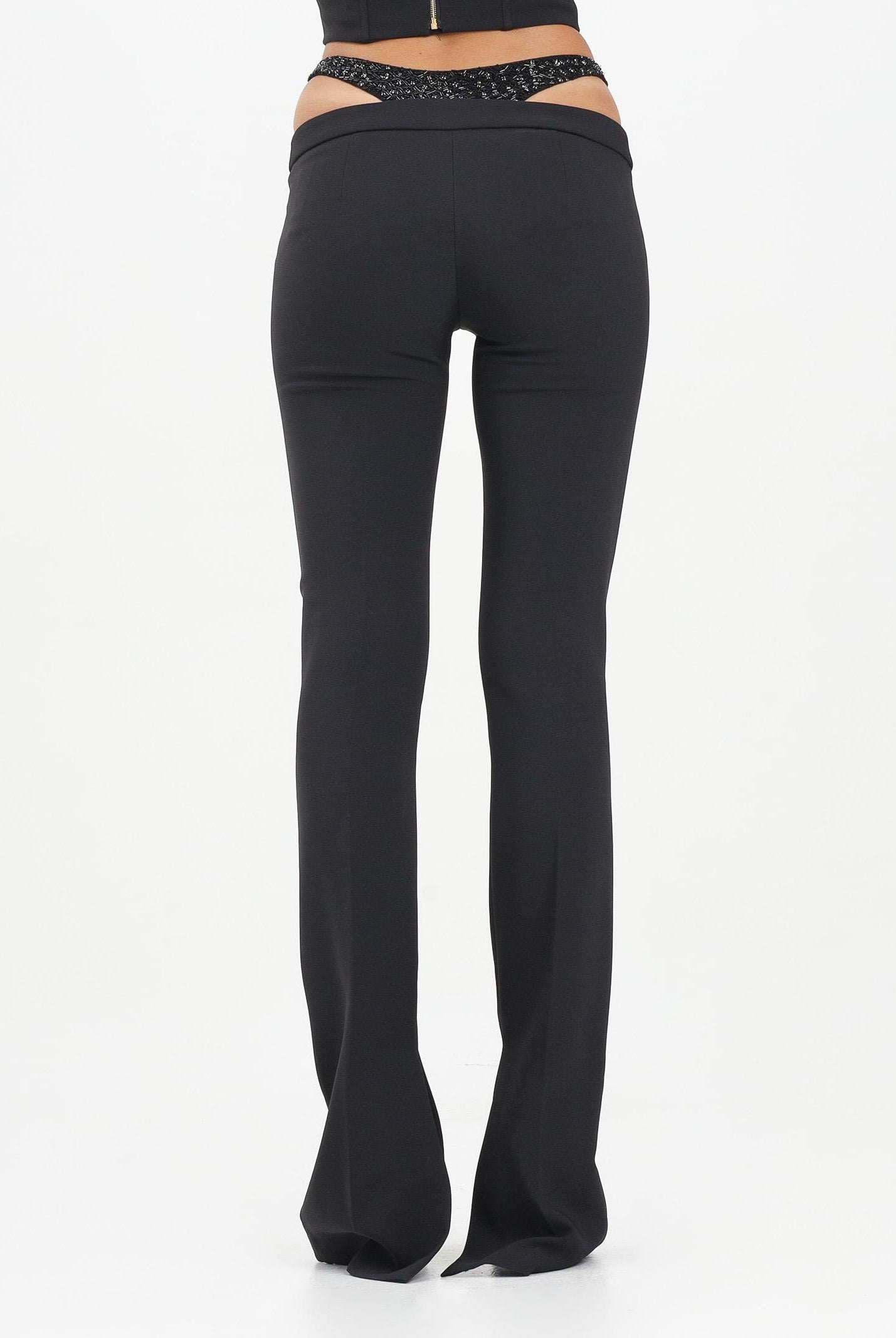 ELISABETTA FRANCHI Pantalone elegante nero da donna con cristalli PA12857E2 110 ELISABETTA FRANCHI