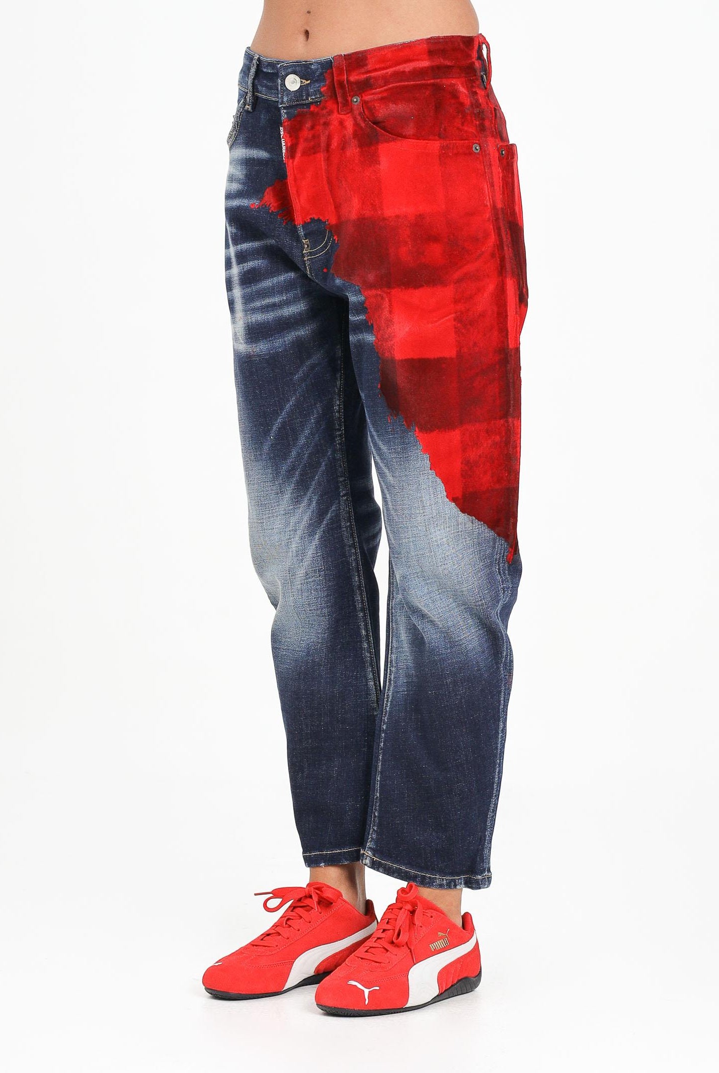 DSQUARED2 Jeans per donna, ragazzi e bambini in denim blu sfumato con stampa digitale DQ3101D0AEK DQ01 DSQUARED2