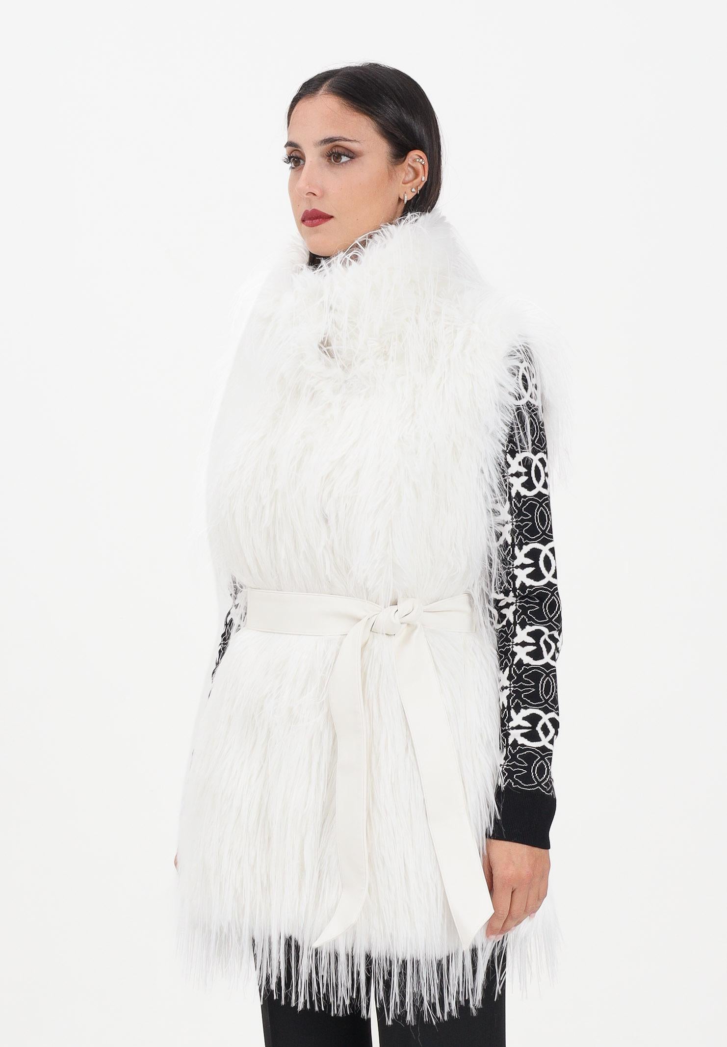 PINKO Pelliccia smanicata bianca da donna 106044A2ZO Z14 PINKO