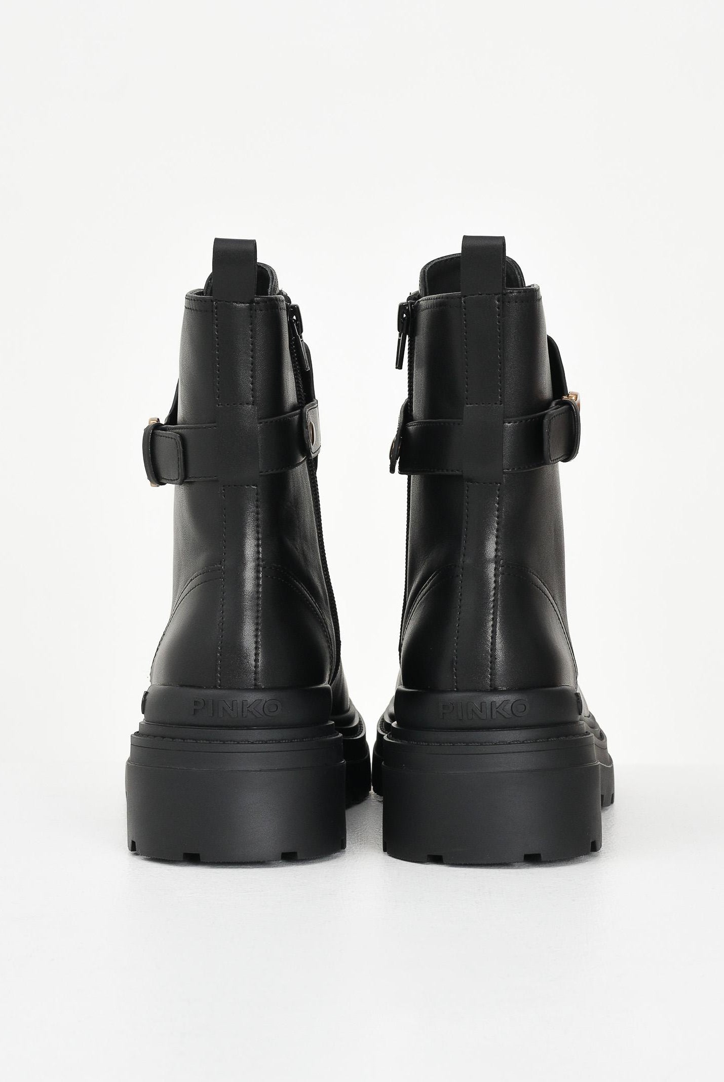 PINKO Anfibi neri da donna con cinturino logato davanti SD0147P001Z99 PINKO