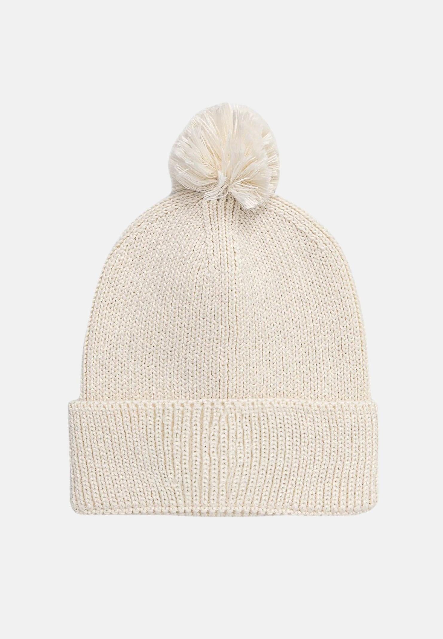 THE NORTH FACE Berretto di lana panna per uomo e donna con pompon e riquadro con logo TNF NF0A8CHFQLI1 THE NORTH FACE