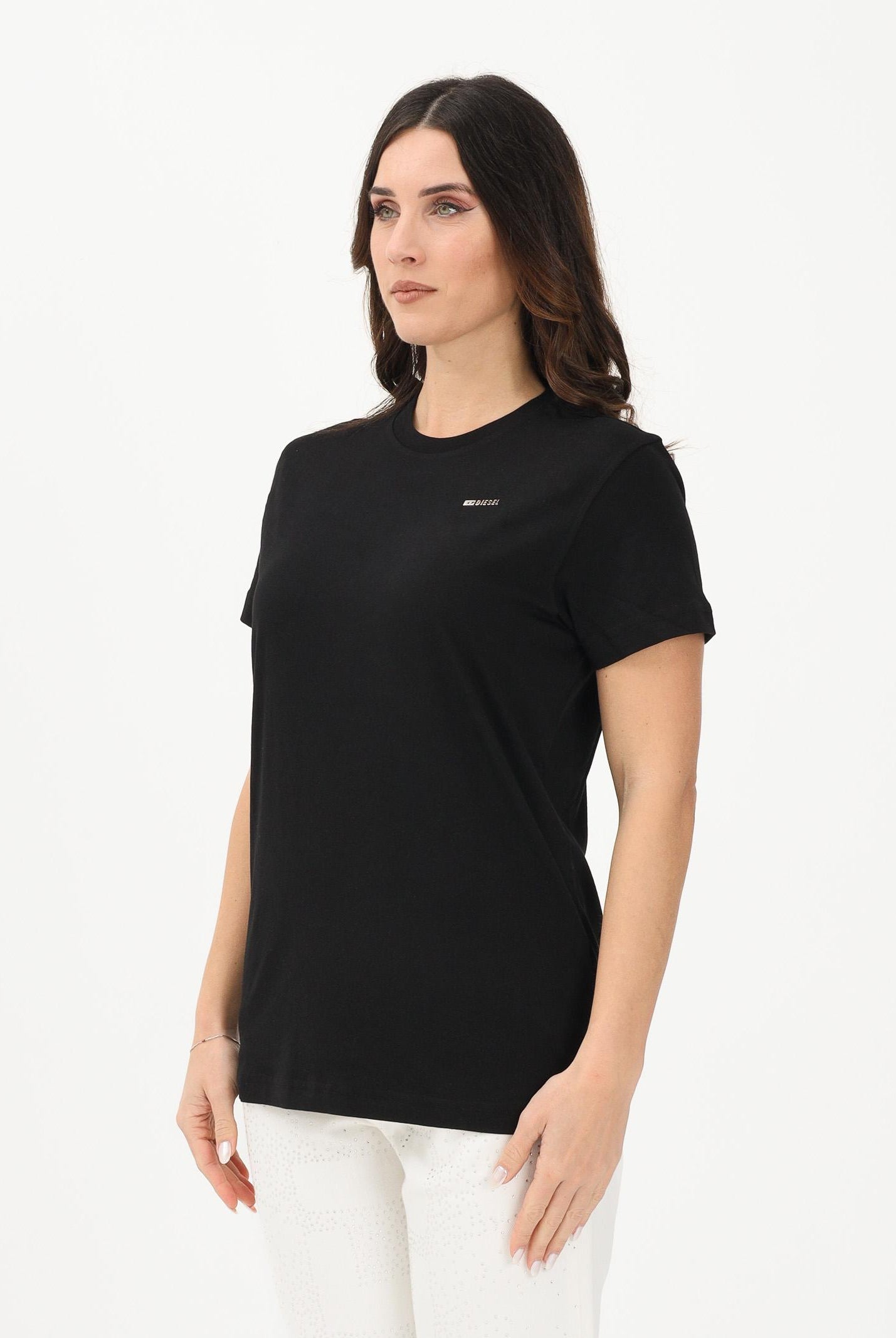 DIESEL T-shirt a manica corta nera per donna, ragazzi e bambini con logo J027710CATM K900 DIESEL