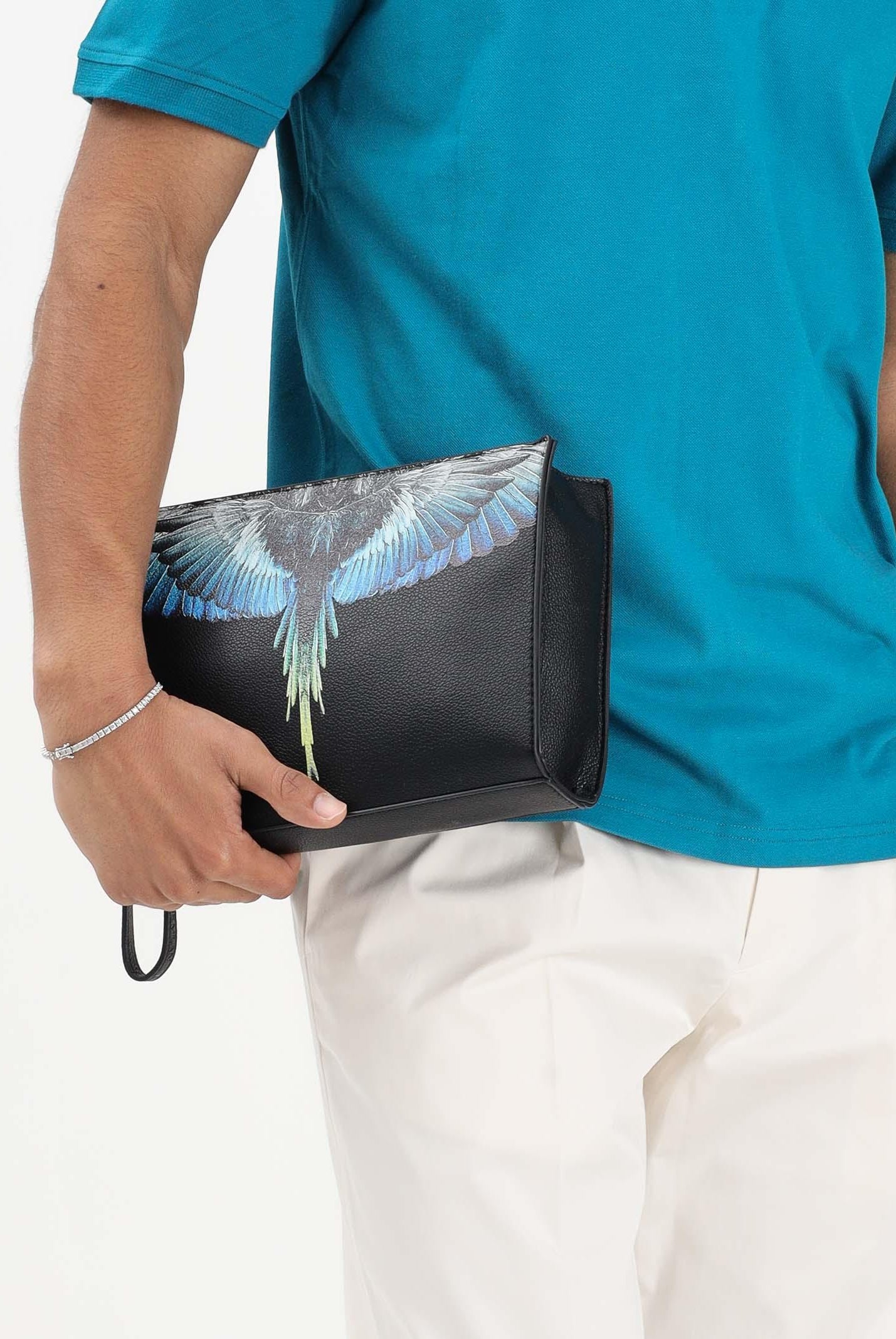 MARCELO BURLON COUNTY OF MILAN Pochette nera per uomo e donna con stampa ali COMAS2603480895 . MARCELO BURLON COUNTY OF MILAN