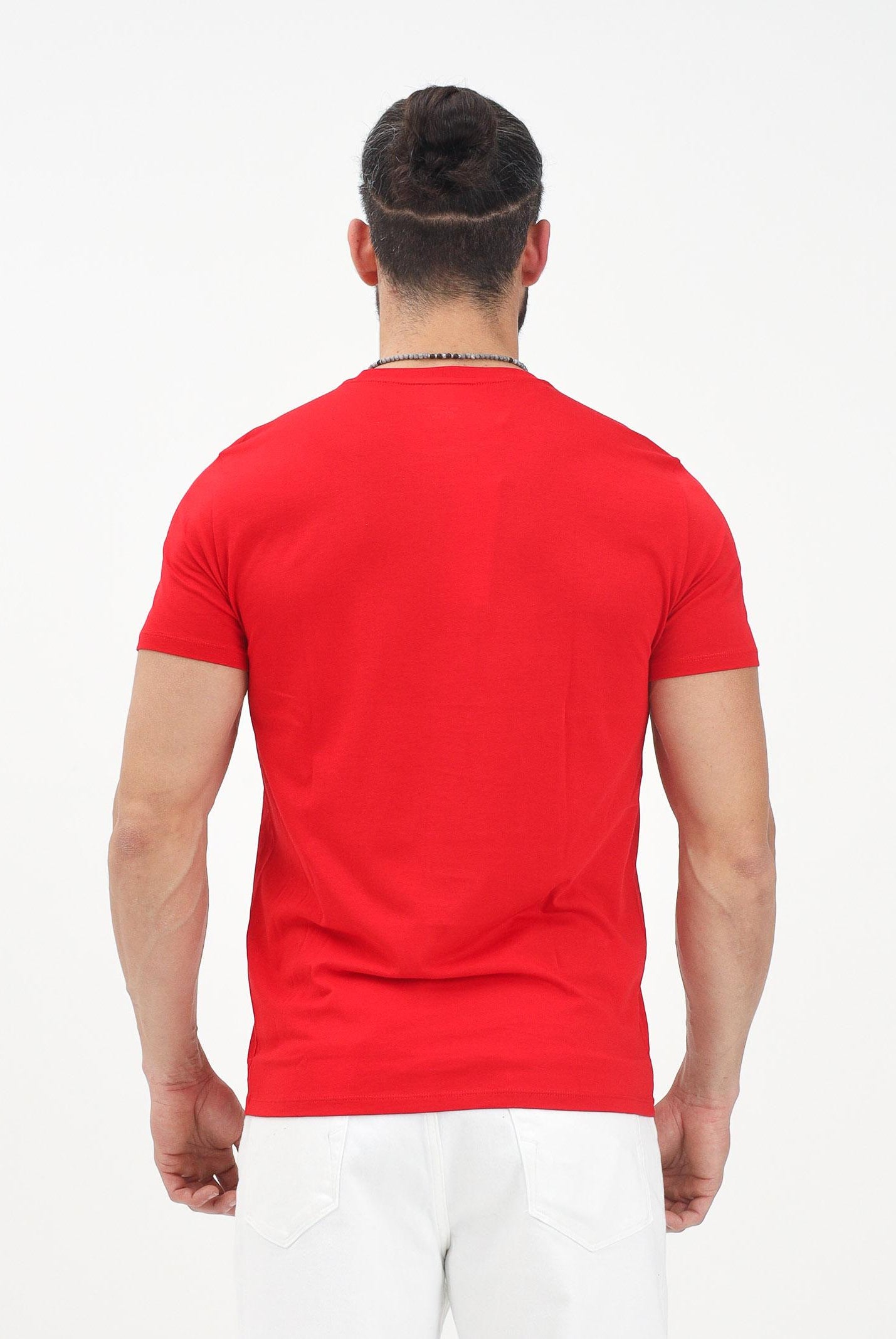 LACOSTE T-shirt a manica corta rossa per uomo e donna con patch logo TH6709 240 LACOSTE