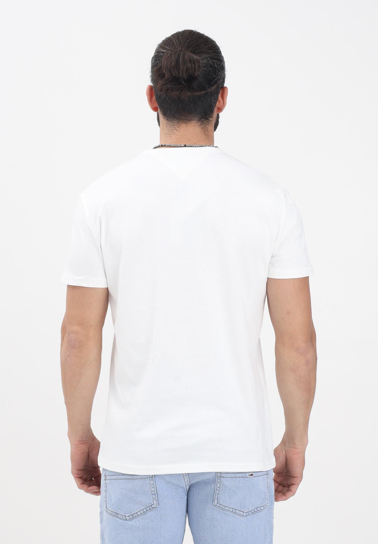 TOMMY JEANS T-shirt a manica corta bianca da uomo con ricamo logo DM0DM20322 YBL TOMMY JEANS