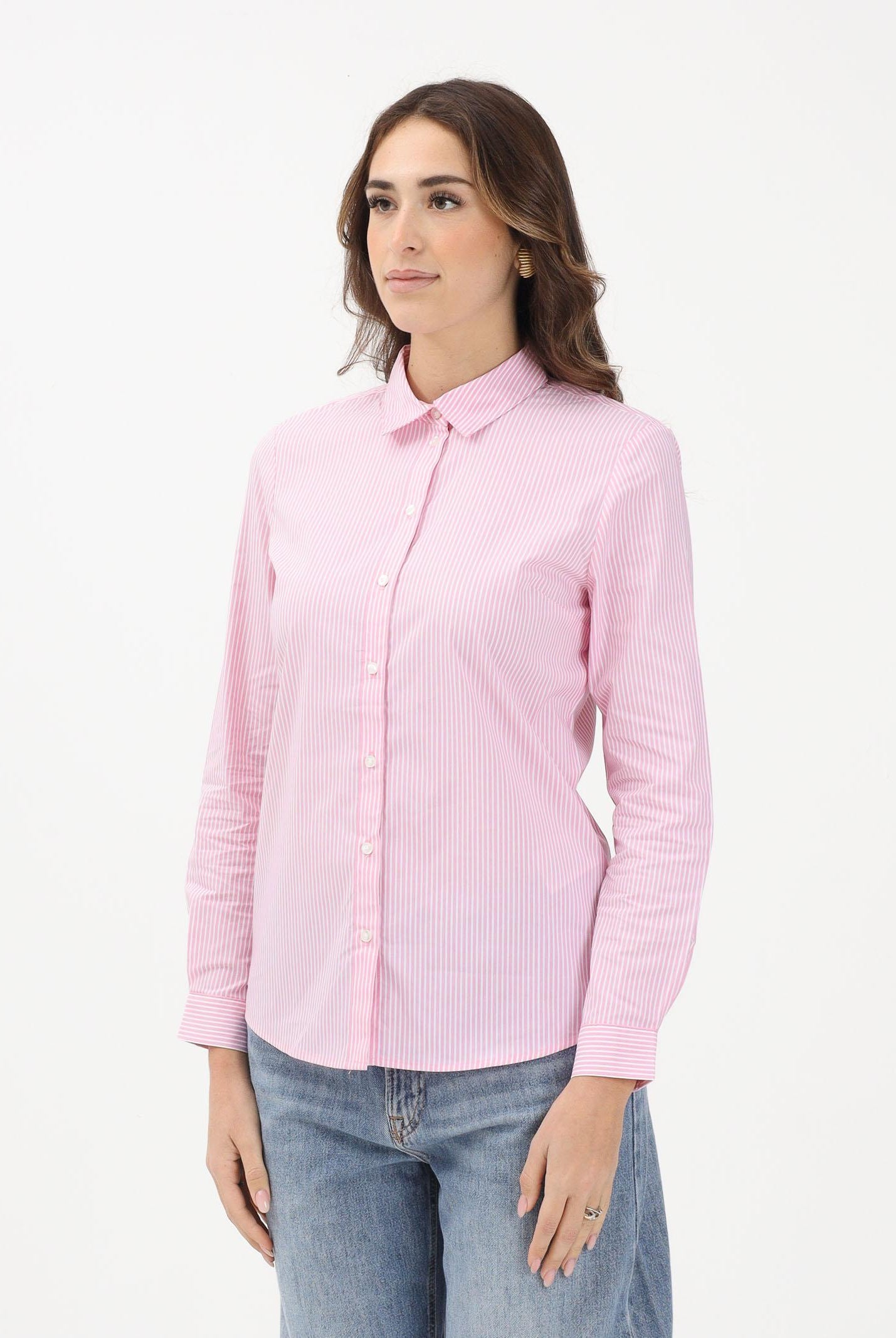 JDY Camicia a manica lunga da donna realizzata in tessuto rosa con sottile motivo a righe 15149877 SHPI JDY