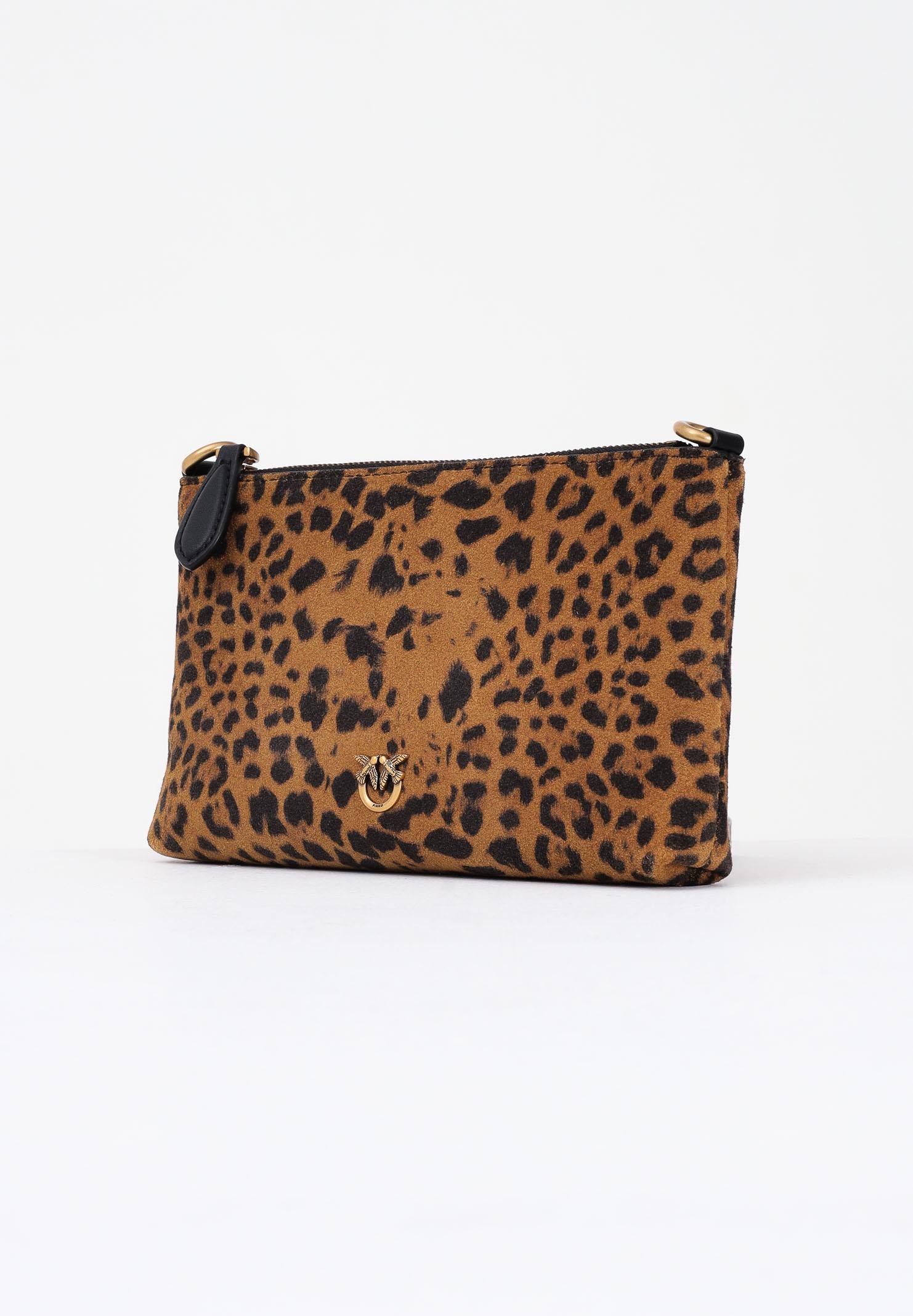 PINKO Borsa a tracolla cuoio da donna in Suede Leopardato 104277A32A M35Q PINKO