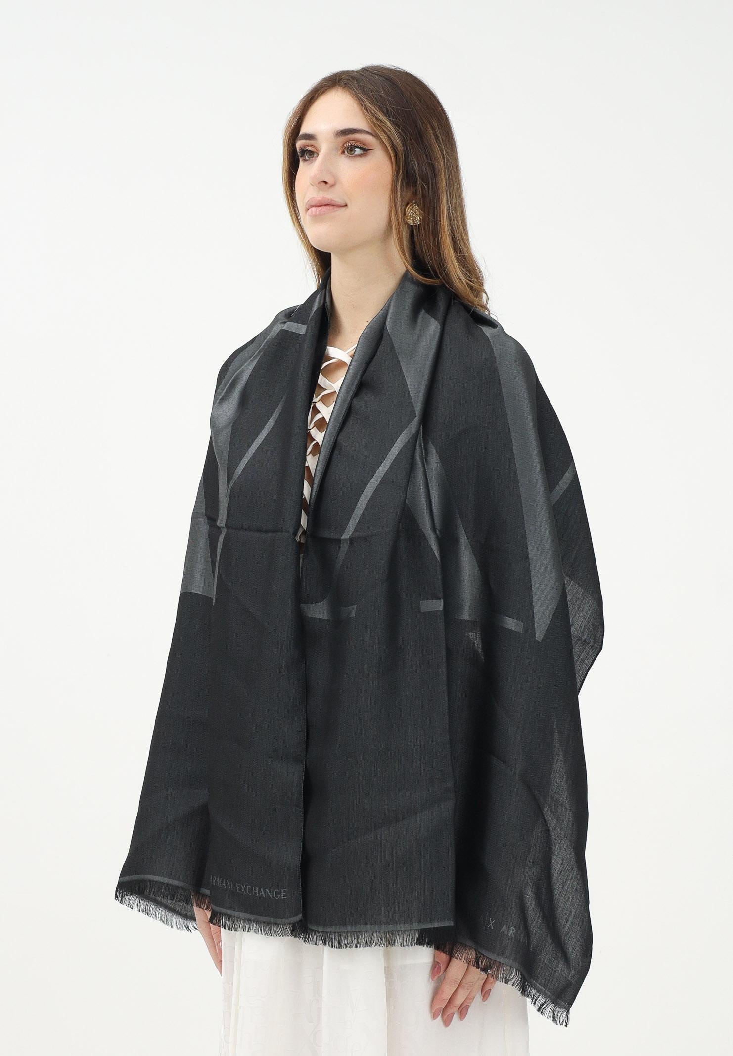 ARMANI EXCHANGE Sciarpa nera da donna con dettaglio logo A|X XW000883AF13399 FC034 ARMANI EXCHANGE