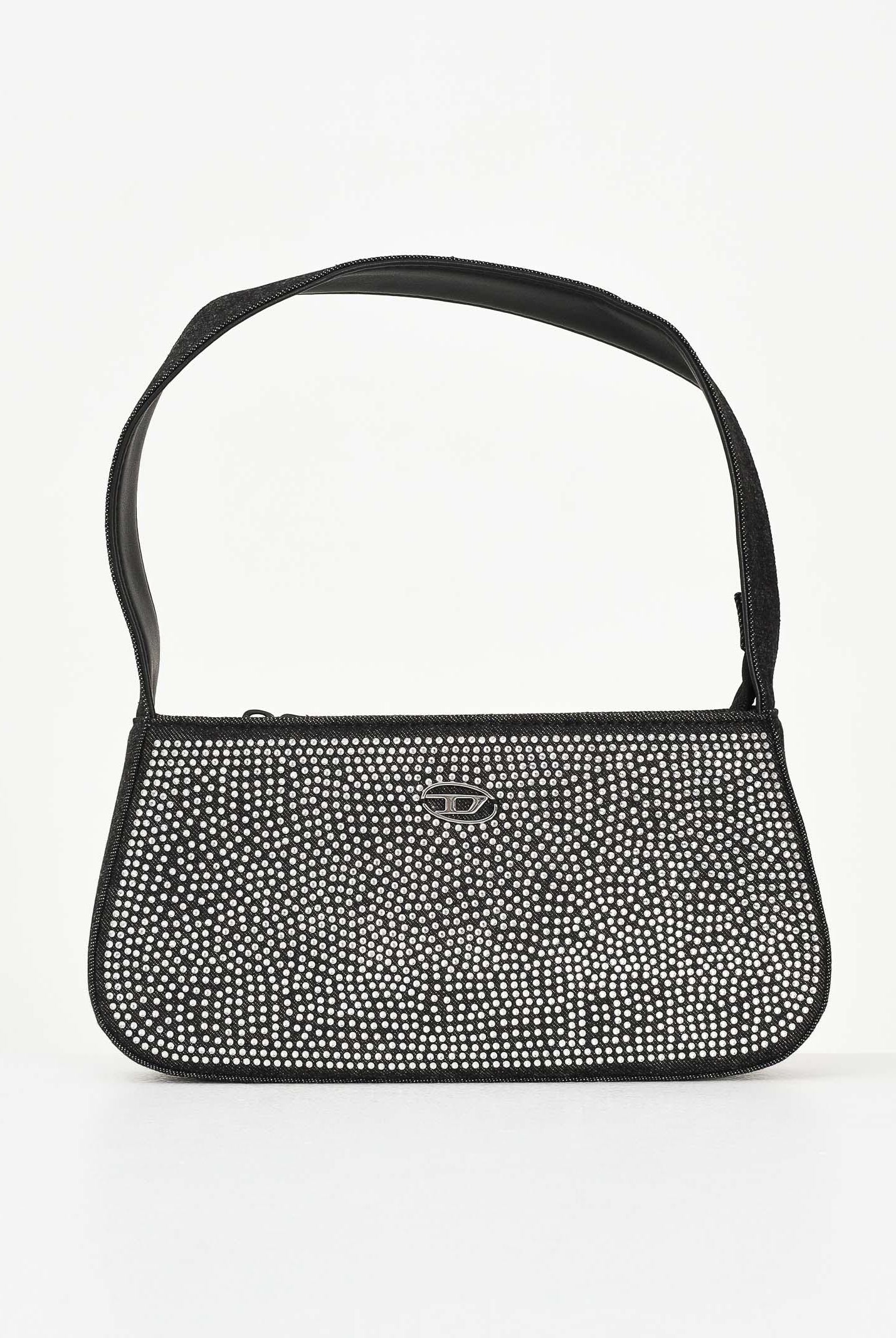 DIESEL Borsa WJULIE in denim nero da donna con strass applicati J02530KXBRM K02 DIESEL