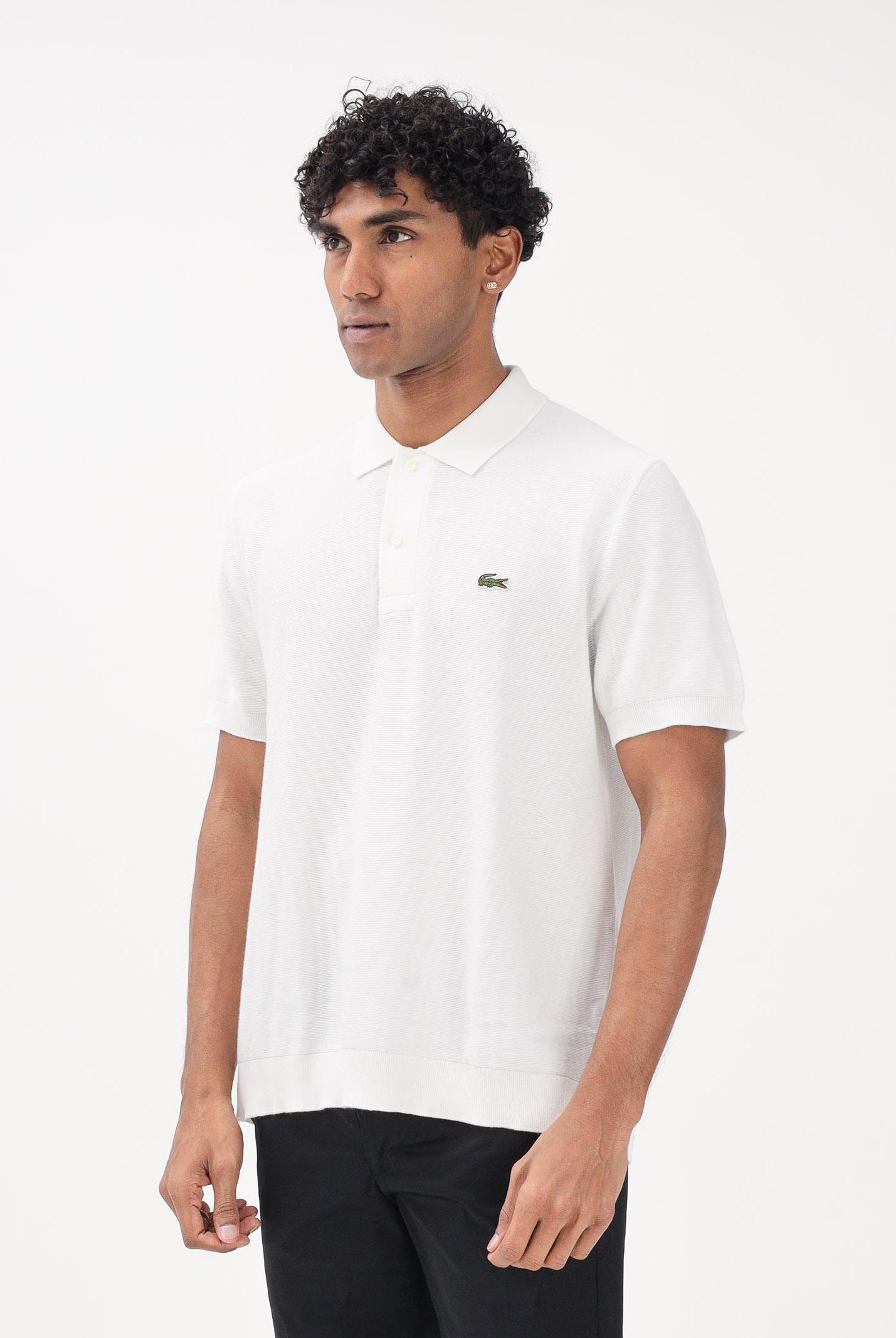 LACOSTE Polo a manica corta bianca da uomo in maglia bouclé AH1043 70V LACOSTE