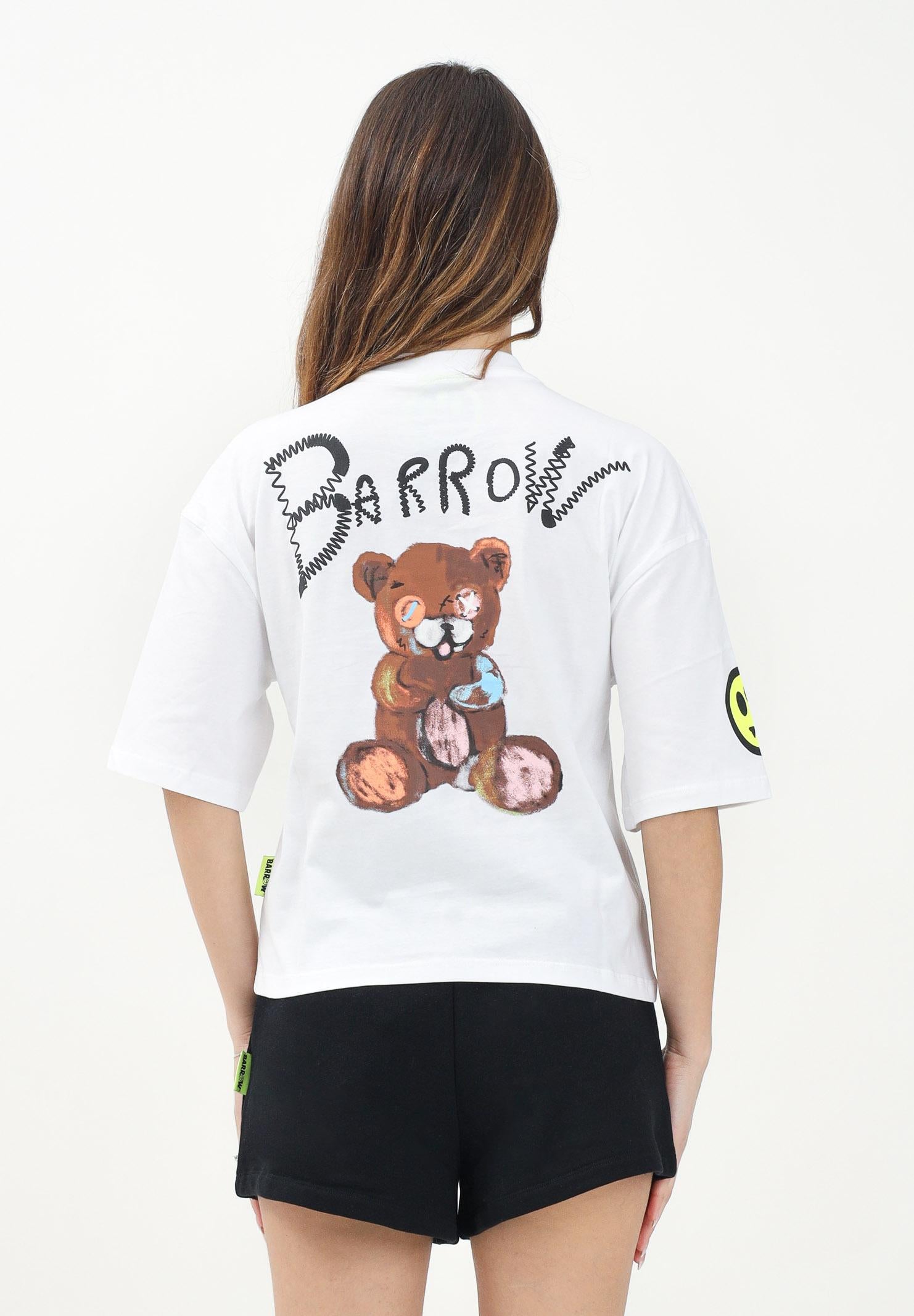 BARROW T-shirt a manica corta bianca per donna e bambina con ricamo logo S5BKJGTH149 002 BARROW