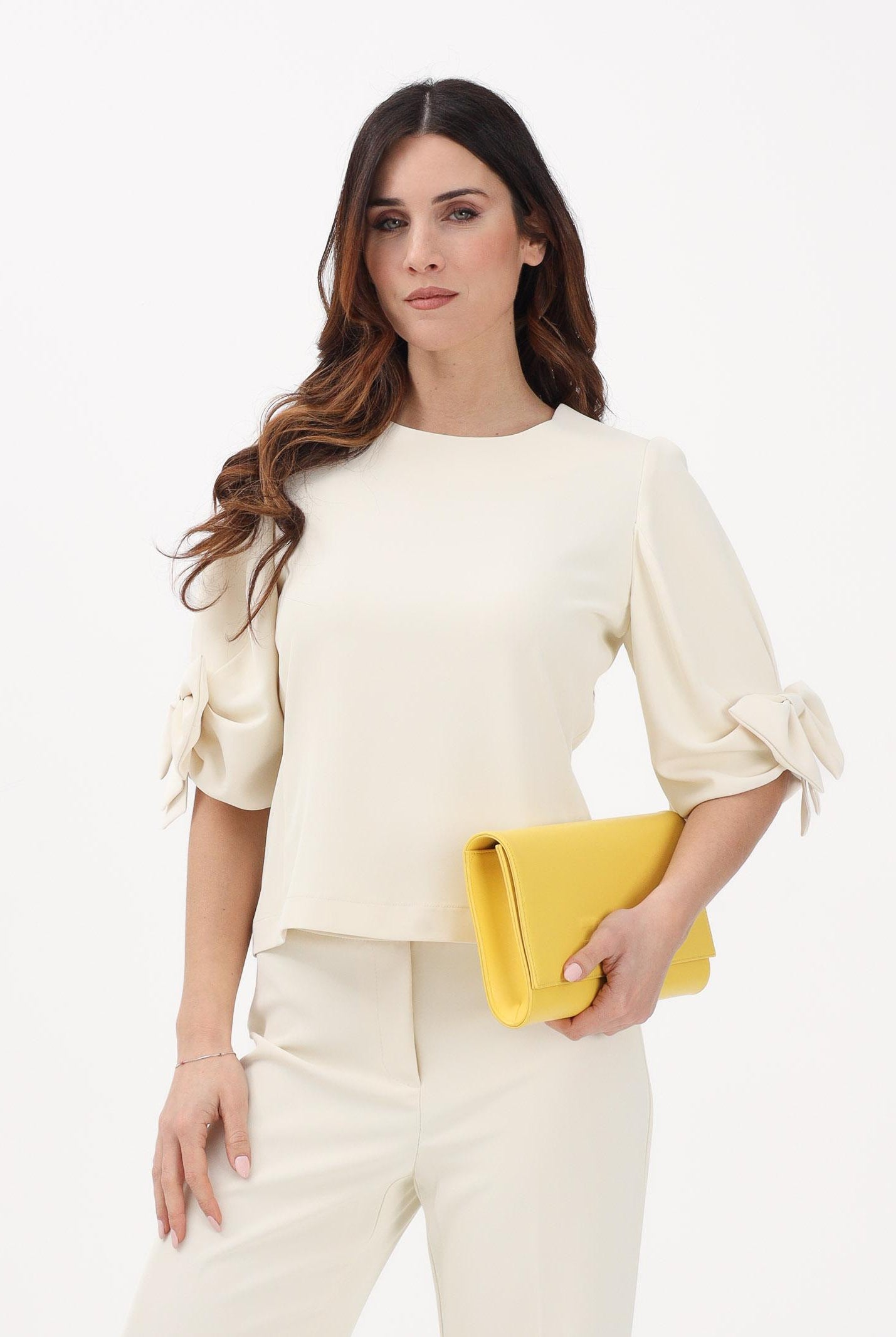 VICOLO Blusa burro da donna con fiocco applicato TAB0245 ABU04 VICOLO