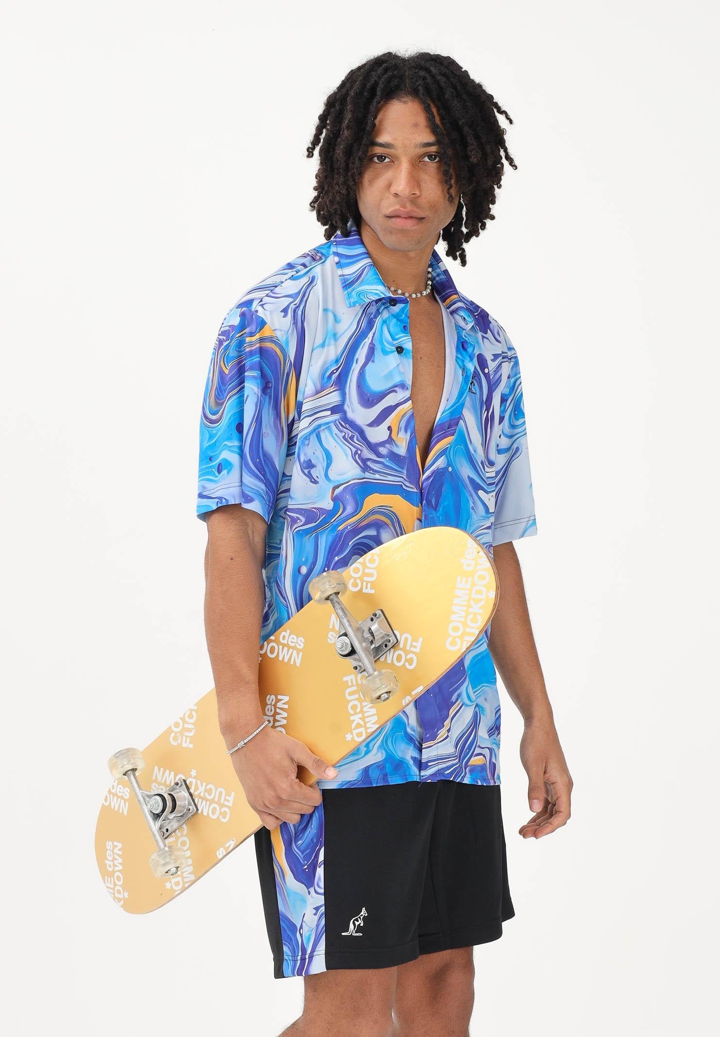 AUSTRALIAN Camicia a manica corta Marble azzurra da uomo SPUCM0001831 002 AUSTRALIAN