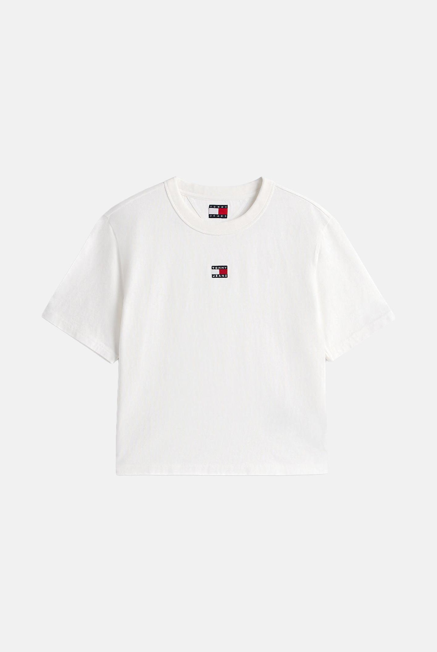 TOMMY JEANS t-shirt Tommy Badge Boxy Crew Neck T-Shirt ecru bianco, donna. DW0DW22202 YBL TOMMY JEANS
