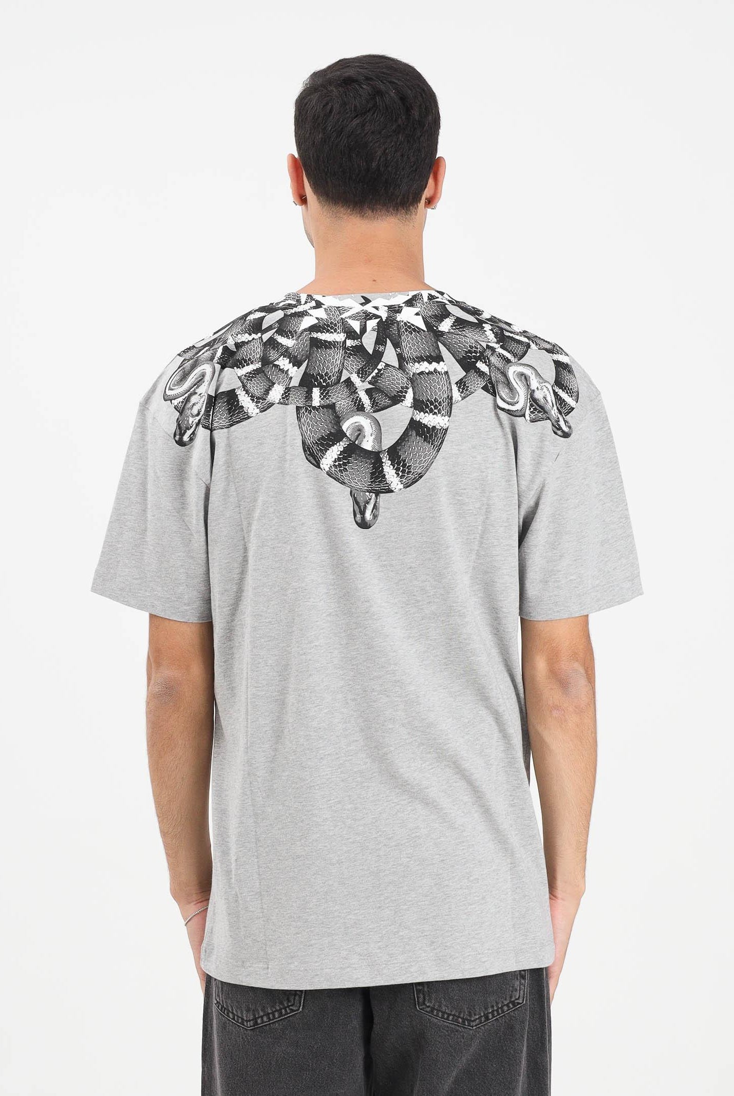MARCELO BURLON COUNTY OF MILAN T-shirt a manica corta grigia da uomo con stampa serpente F5CAMATH041 101 MARCELO BURLON COUNTY OF MILAN