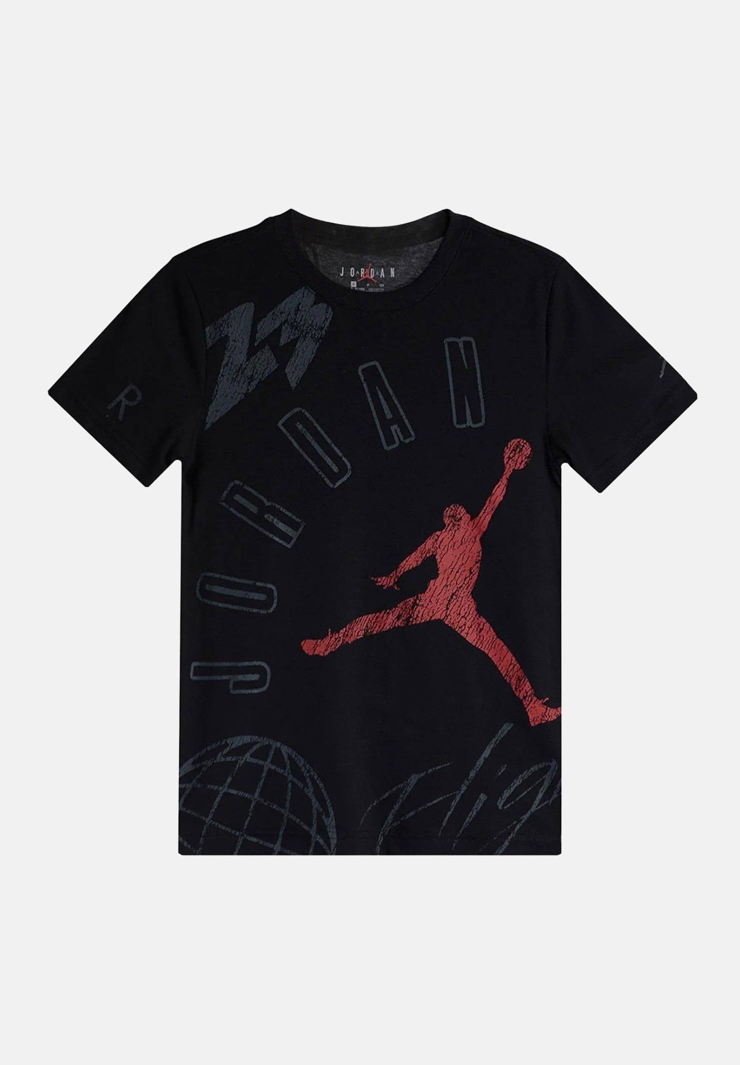 T-shirt a manica corta nera per bambino e bambina con grafiche logo 95D525 023 JORDAN