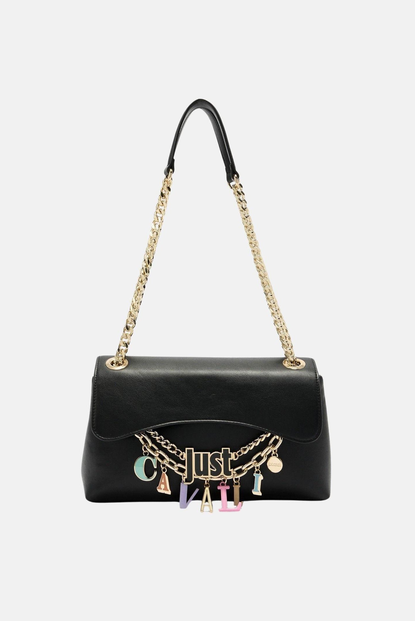 JUST CAVALLI Borsa a tracolla nera da donna con charm logo 80RA4BE2ZSD85 899 JUST CAVALLI