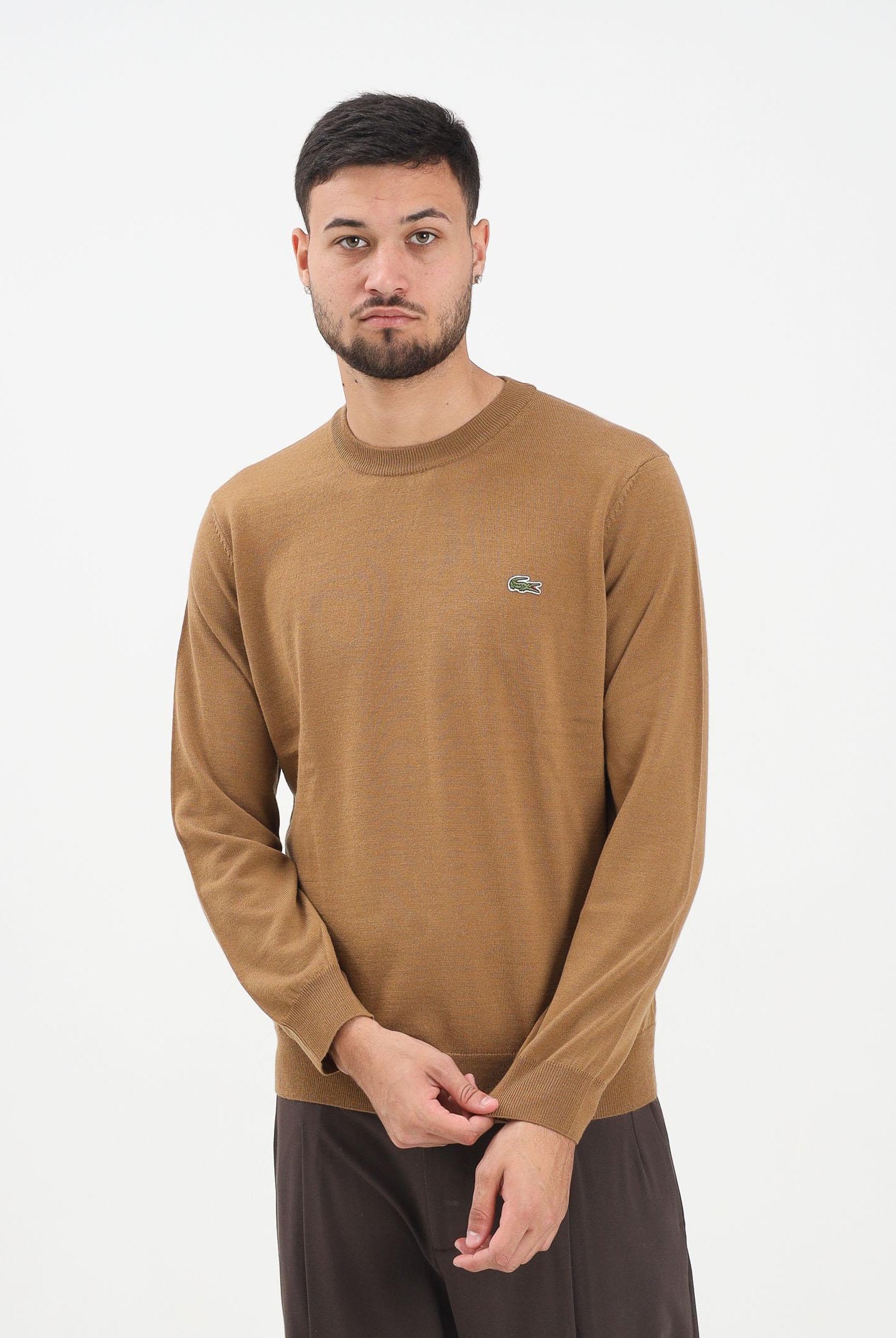 LACOSTE Maglioncino girocollo cammello da uomo AH3225 DPC LACOSTE