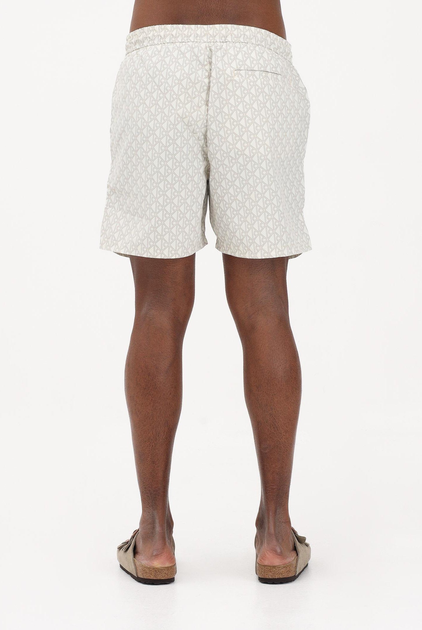 CALVIN KLEIN Shorts mare panna da uomo con micro fantasia monogram LV00N61027 3AF CALVIN KLEIN