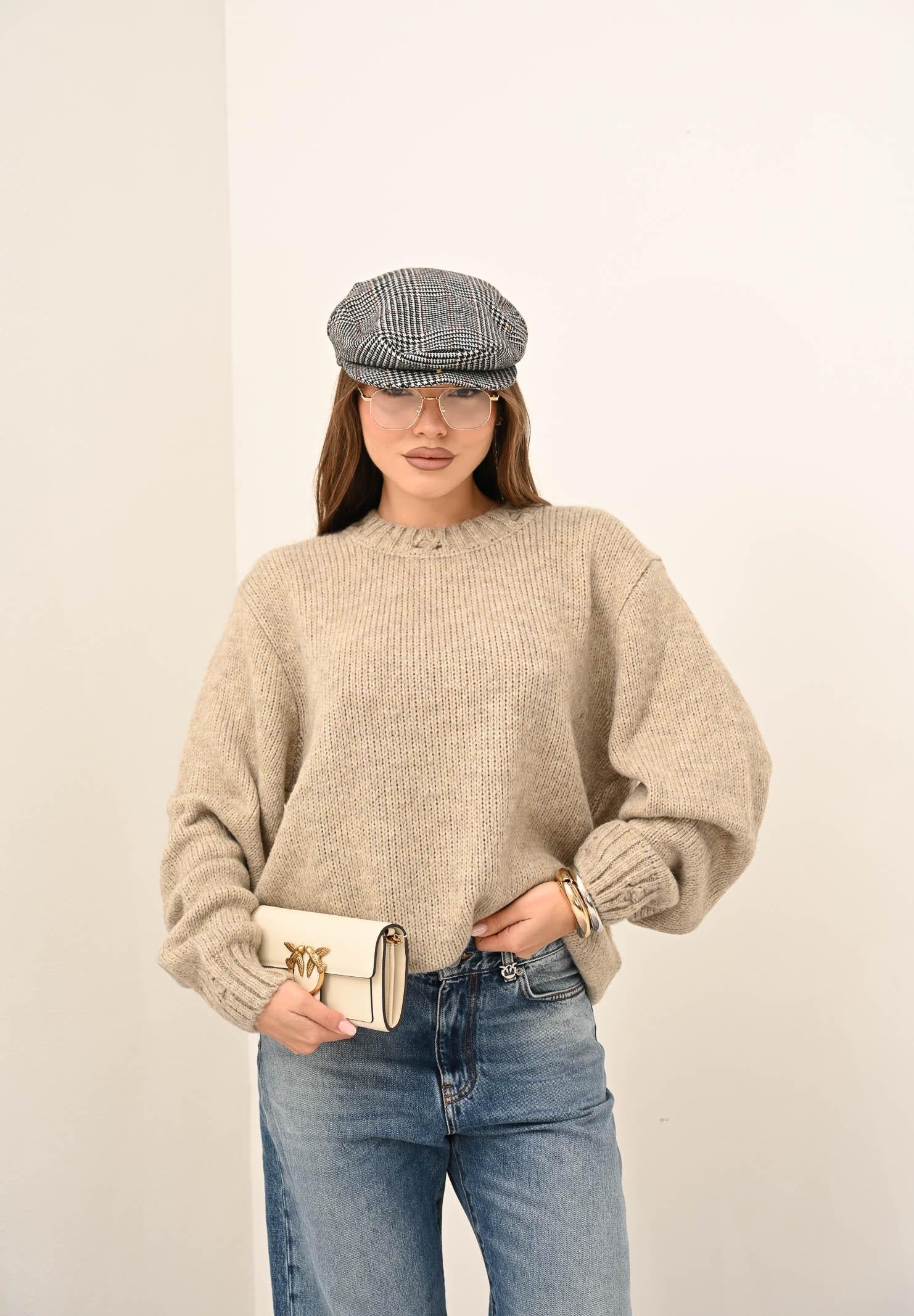 I'M BRIAN Maglione girocollo beige da uomo MA3416 0025 I'M BRIAN