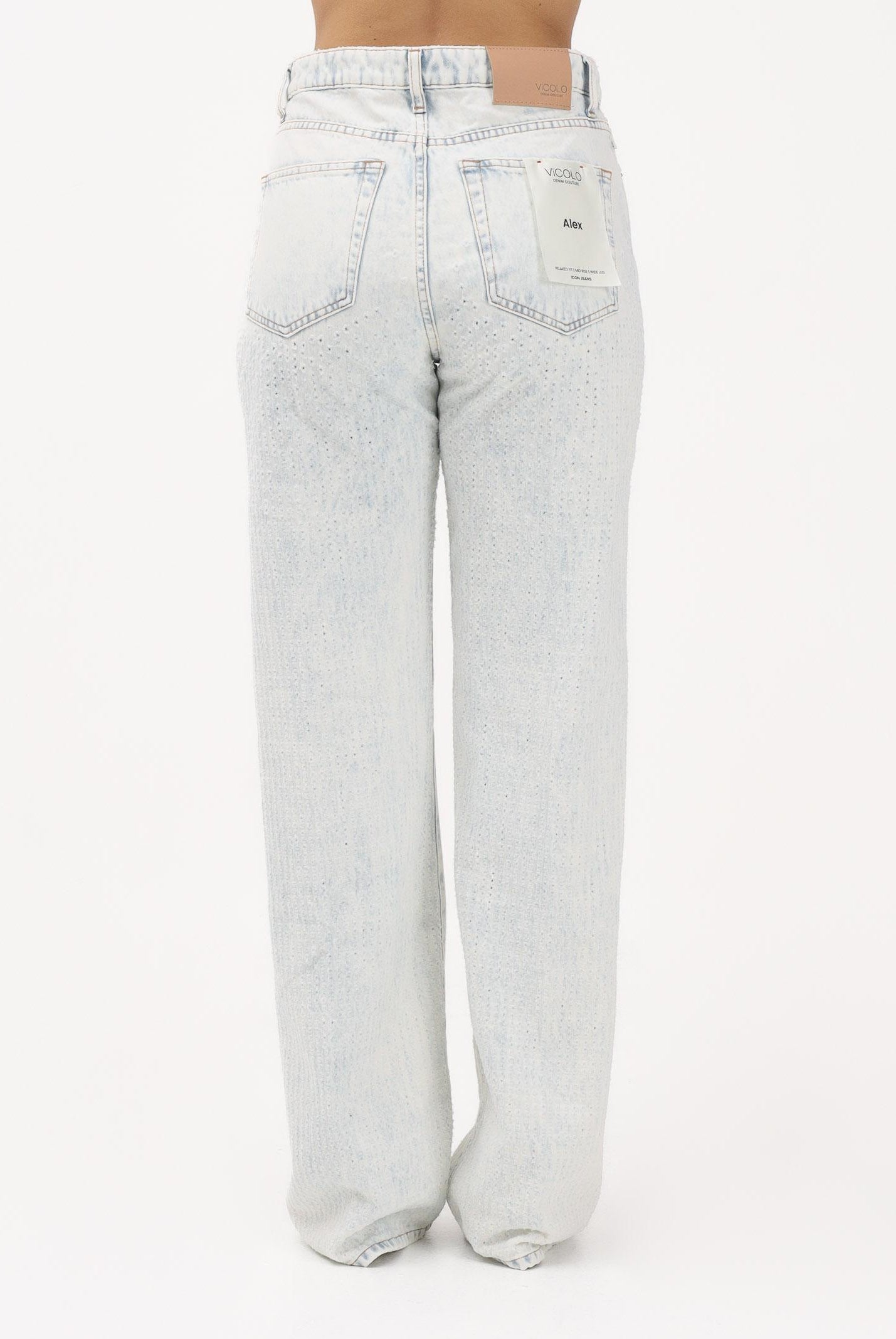 VICOLO Jeans Alex in denim chiaro da donna con lavorazione micro-traforata DAB5098 DECH VICOLO