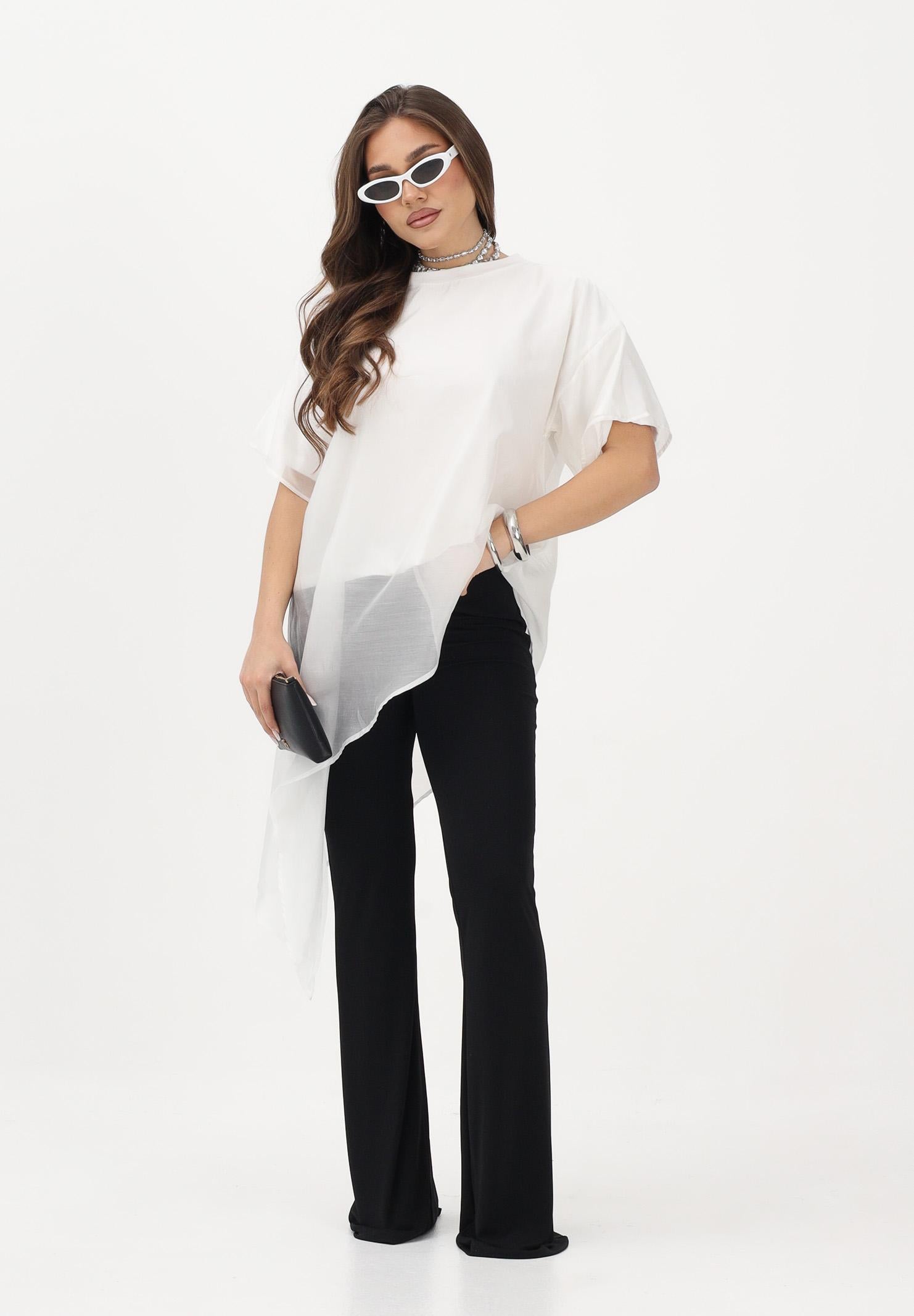 VICOLO T-shirt a manica corta bianca da donna in tessuto velato UAB018 BI VICOLO