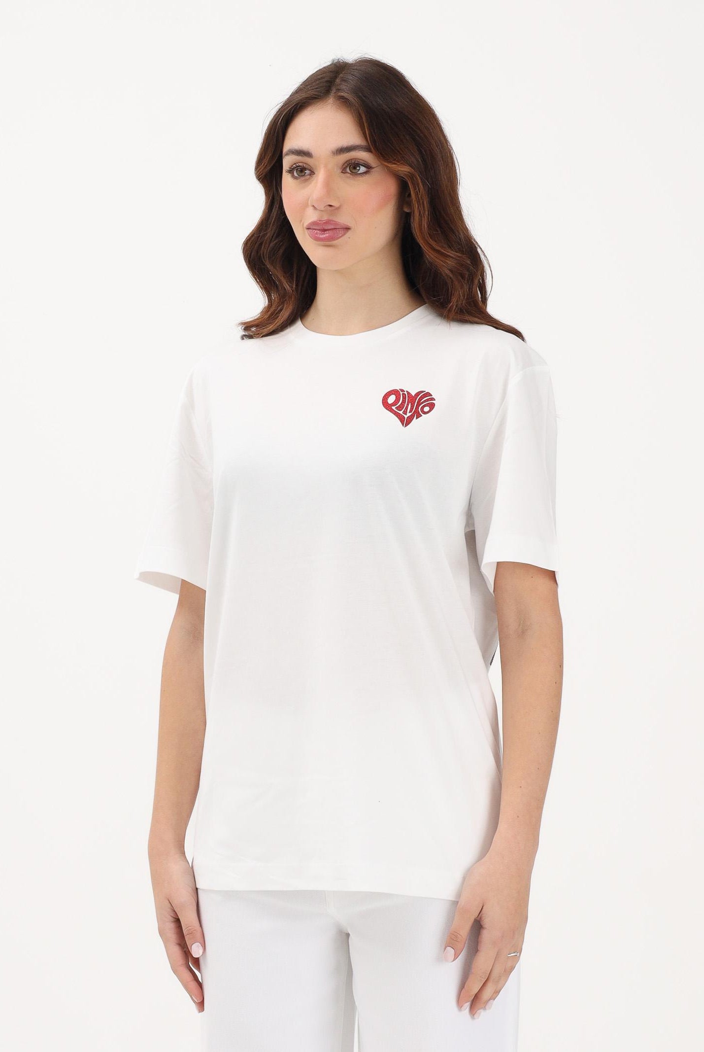 PINKO T-shirt a manica corta bianca da donna con stampa sul retro 105526A33I ZR2 PINKO