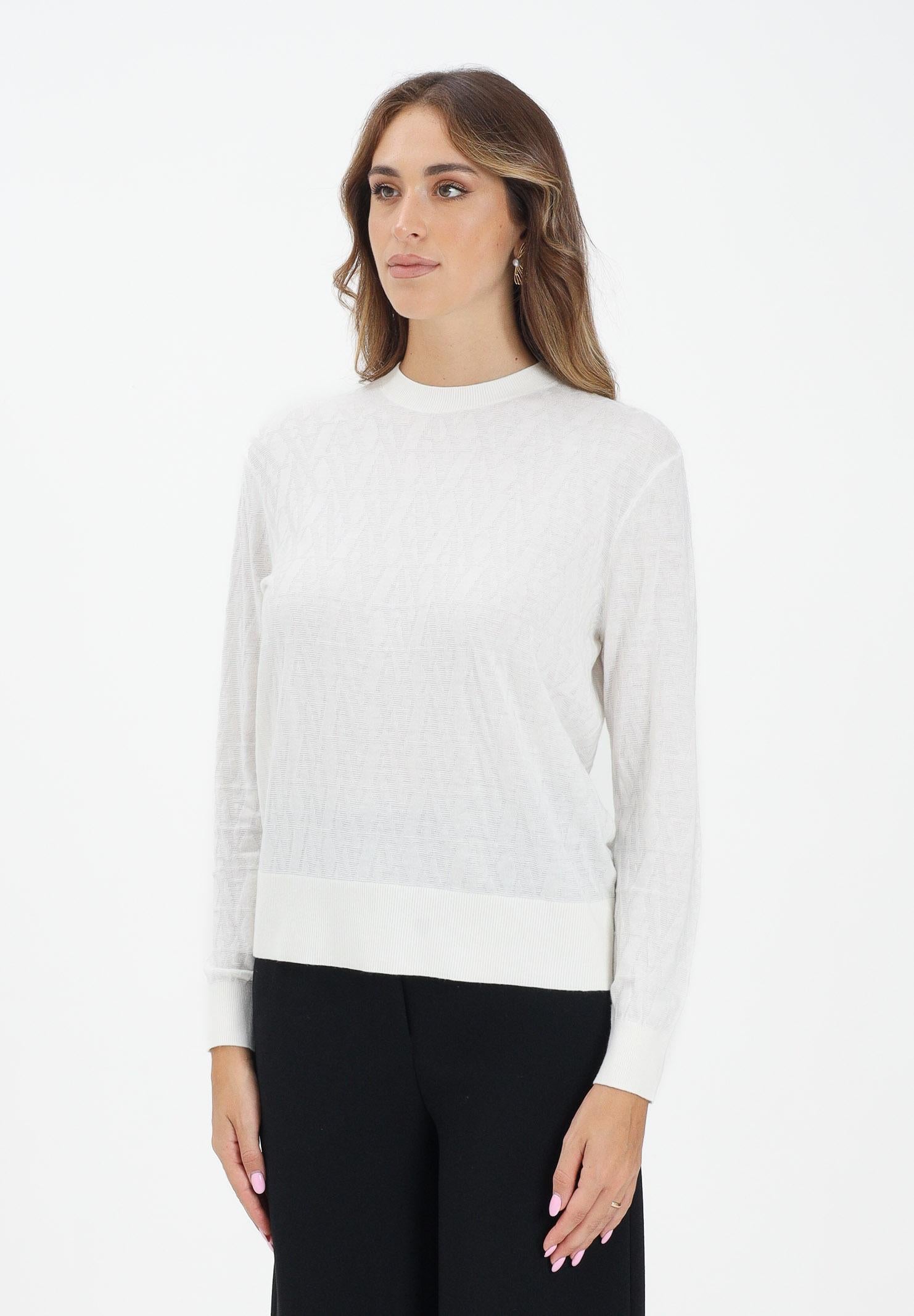 ARMANI EXCHANGE Maglionciono girocollo bianco da donna con logo all-over XW001317AF16619 F0060 ARMANI EXCHANGE